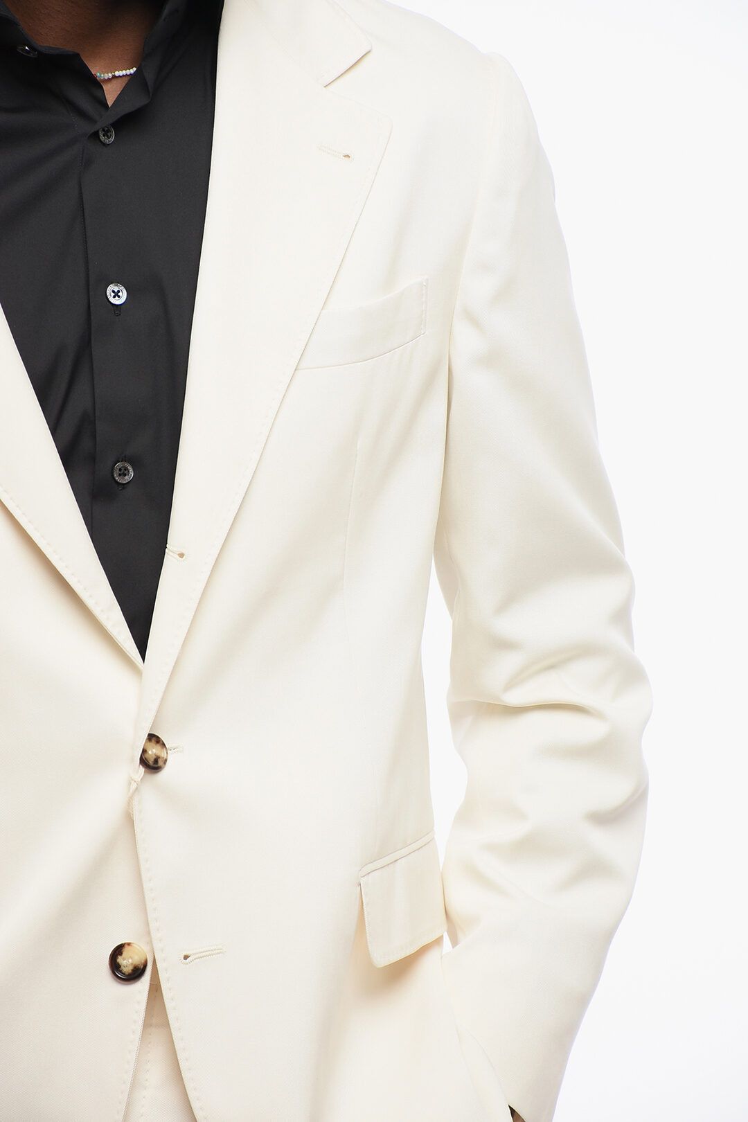 Brunello Cucinelli og1mm0725 Half-lined Silk Blazer in Off White Size US L / EU 52-54 / 3 - 2 Thumbnail