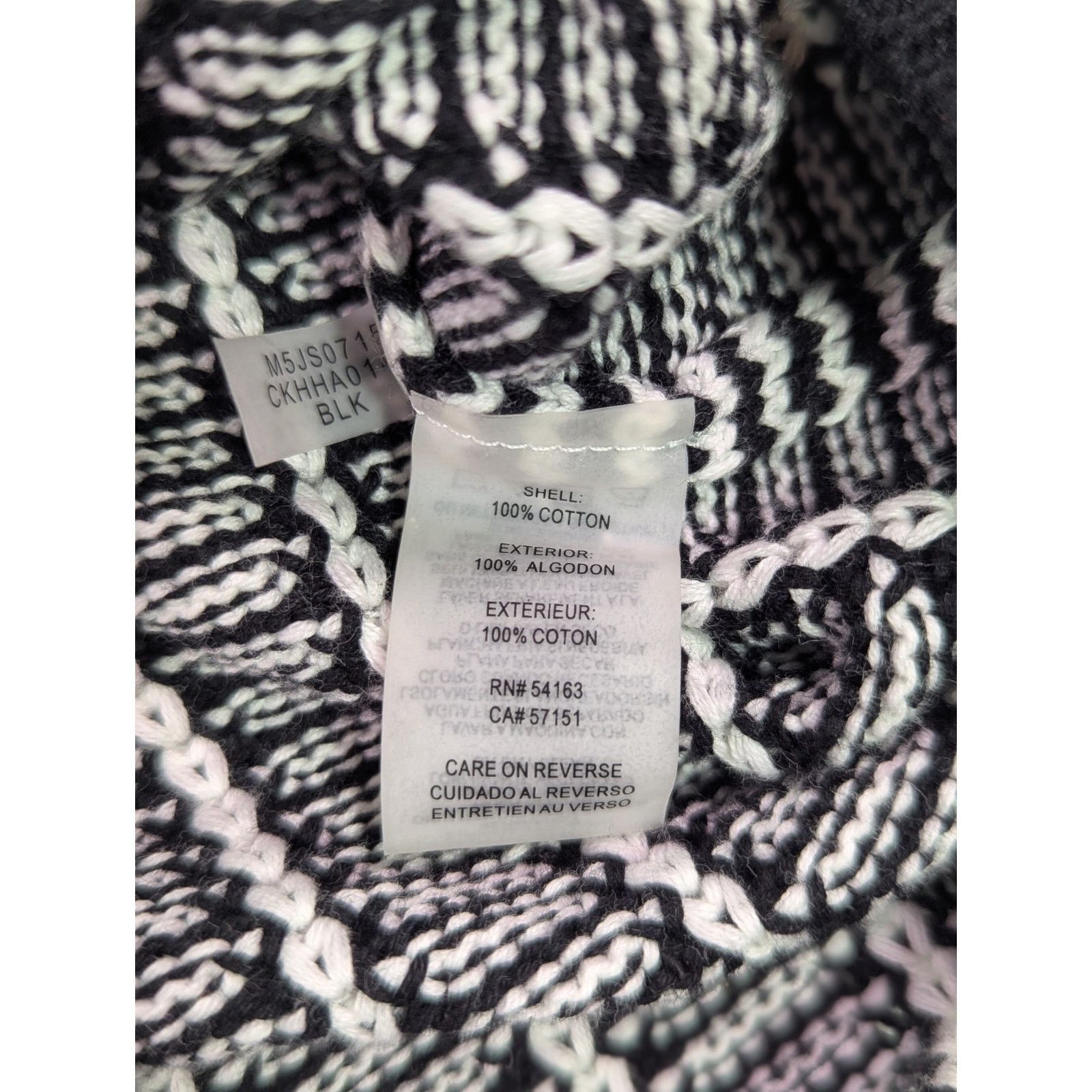 Calvin Klein Large Black & White Pattern Cowl Neck Sweater Size L / US 10 / IT 46 - 6 Thumbnail