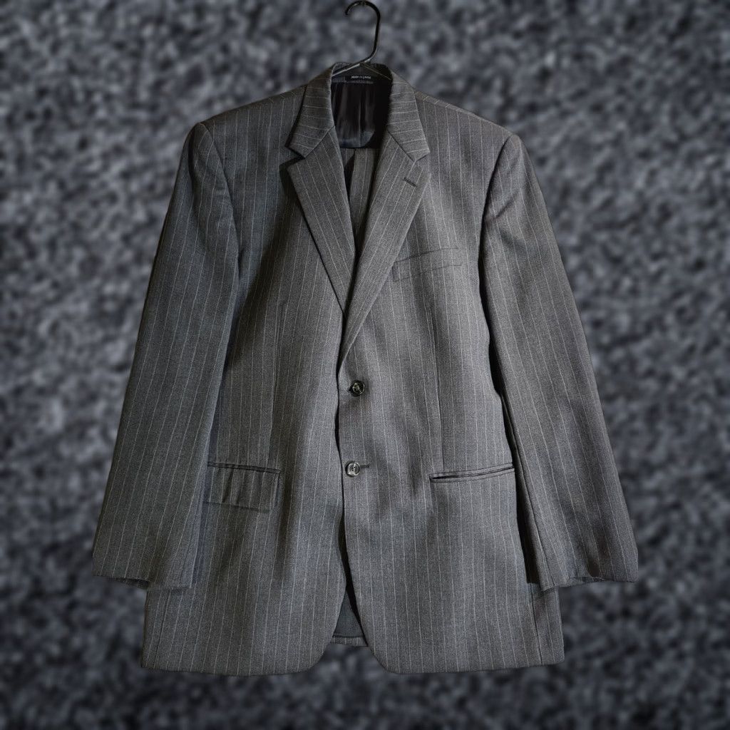Chaps VINTAGE CHAPS By RALPH LAUREN 100% Wool Grey Pin Striped Suit Mens 42 Long 34x32 Pants Size 42R - 1 Thumbnail