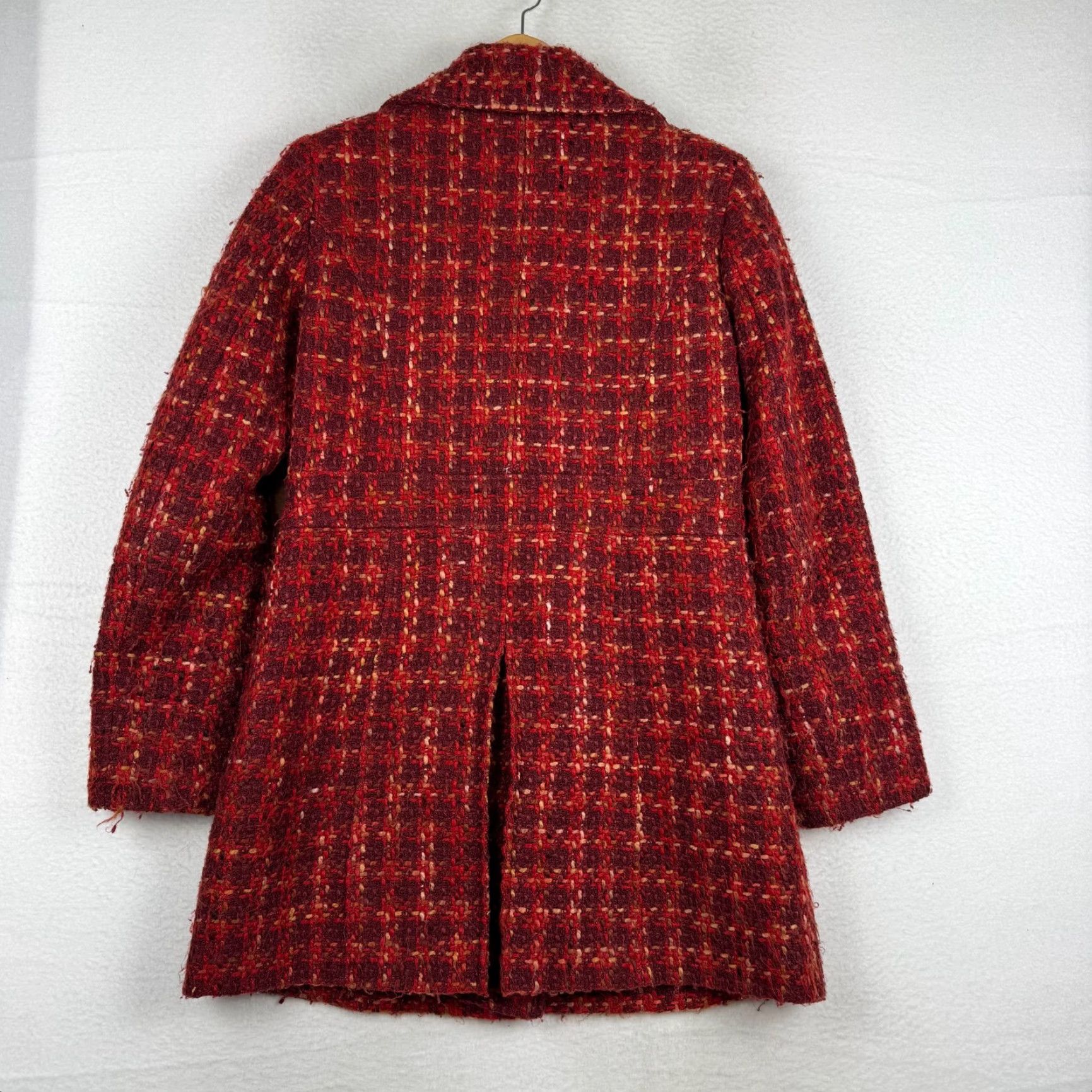 Guess VINTAGE Guess Wool Blend Plaid Overcoat Knit Mid-Length Red 90s Glam Women L Winter Fall Mens Womens Size L / US 10 / IT 46 - 7 Thumbnail