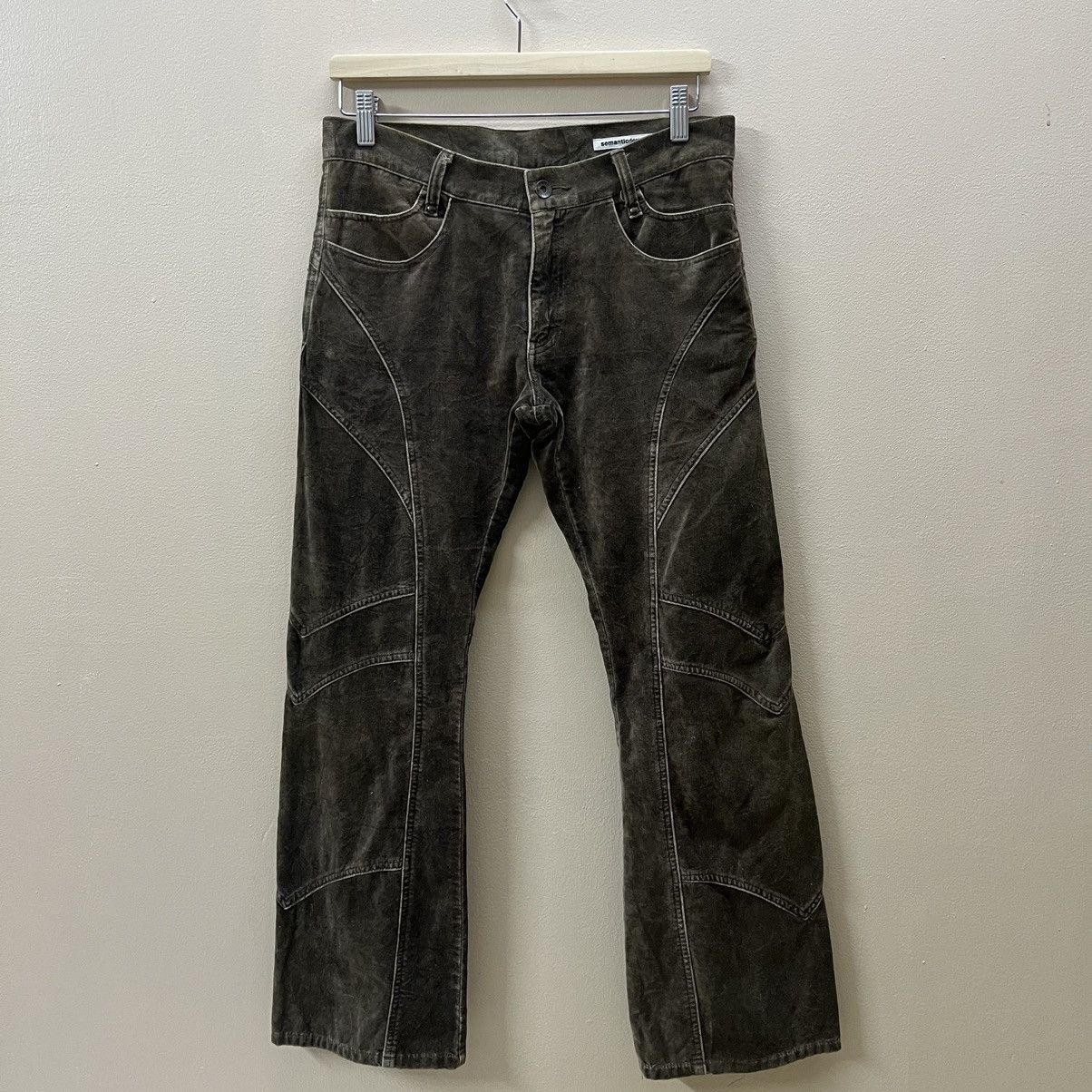 Japanese Brand Vintage Semantic Design Flare Velvet Pant Size 29" - 2 Thumbnail