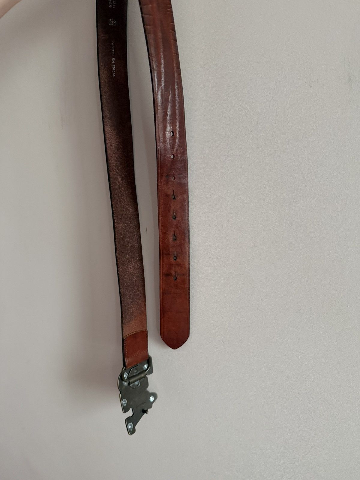 Armani Armani Jeans Brown Leather AJ Logo Belt Made in Italy Size ONE SIZE - 7 Thumbnail