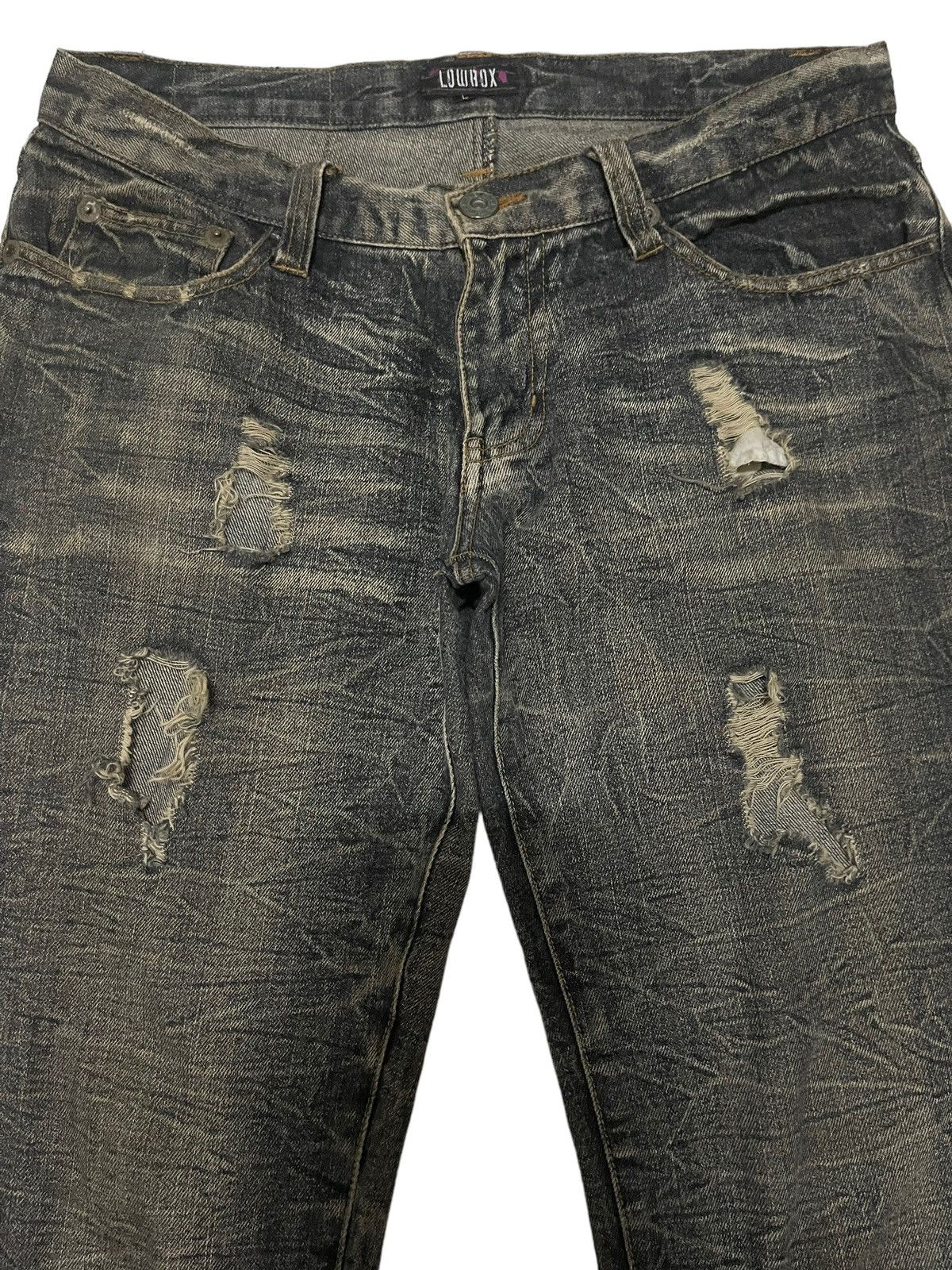 Japanese Brand Vintage Japan LowBox Distressed Style Flare Jeans Size US 33 - 3 Thumbnail