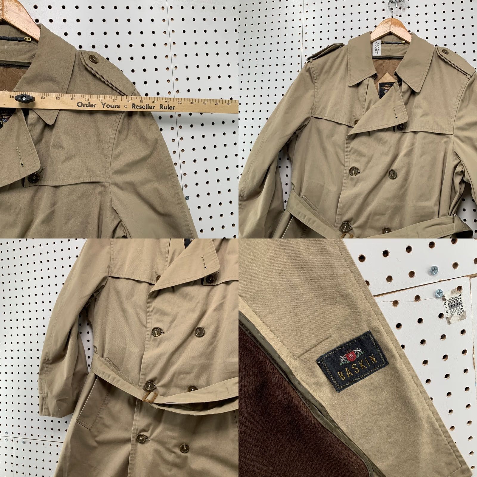 Hart Schaffner Marx VINTAGE Hart Schaffner Marx Trench Coat Mens 42R Wool Double Breast Corporate Coat Size US XS / EU 42 / 0 - 10 Thumbnail