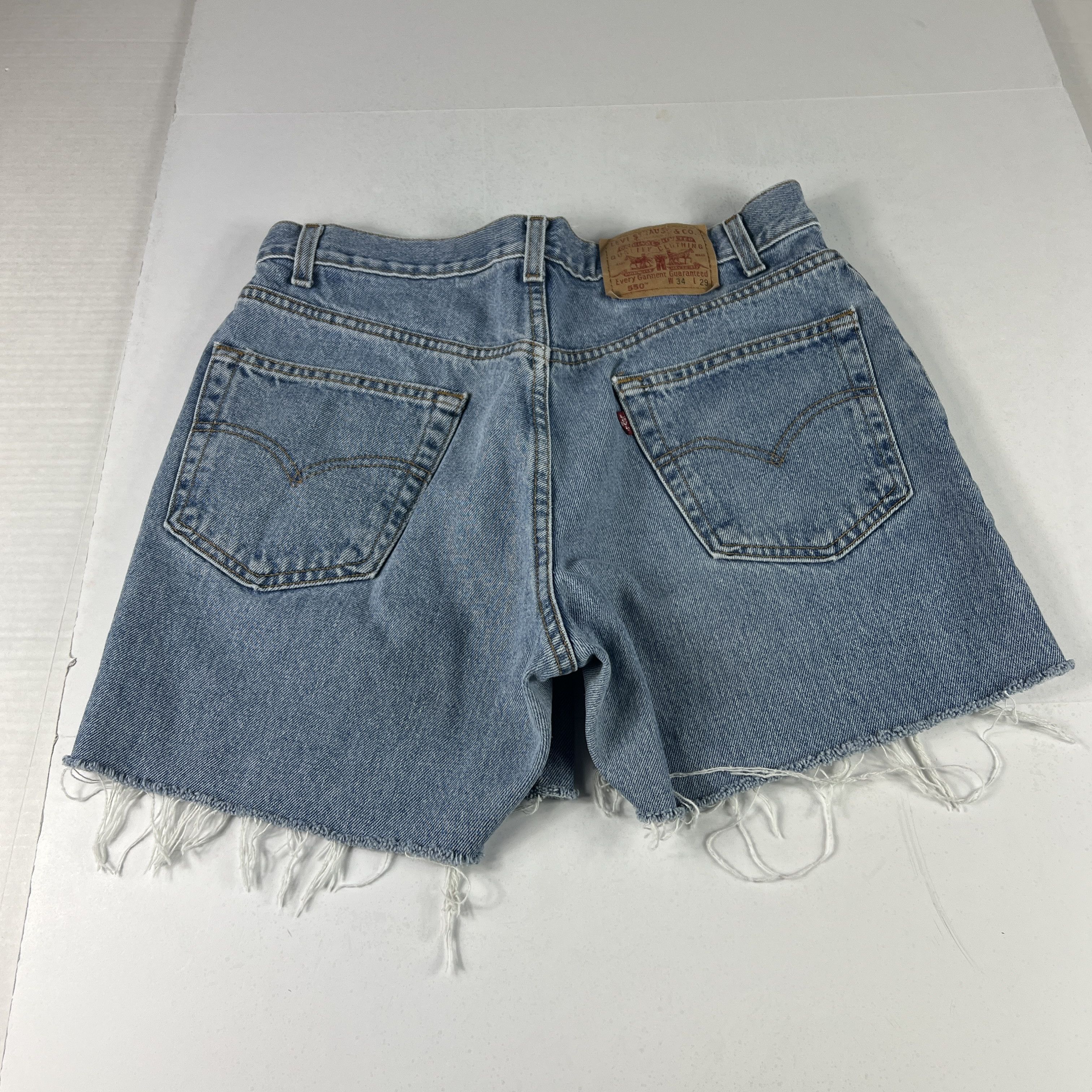 Levi's × Vintage Y2K` Levi's Jean Shorts 550 Faded Cut Off Cotton Denim Jorts Size US 34 / EU 50 - 7 Thumbnail