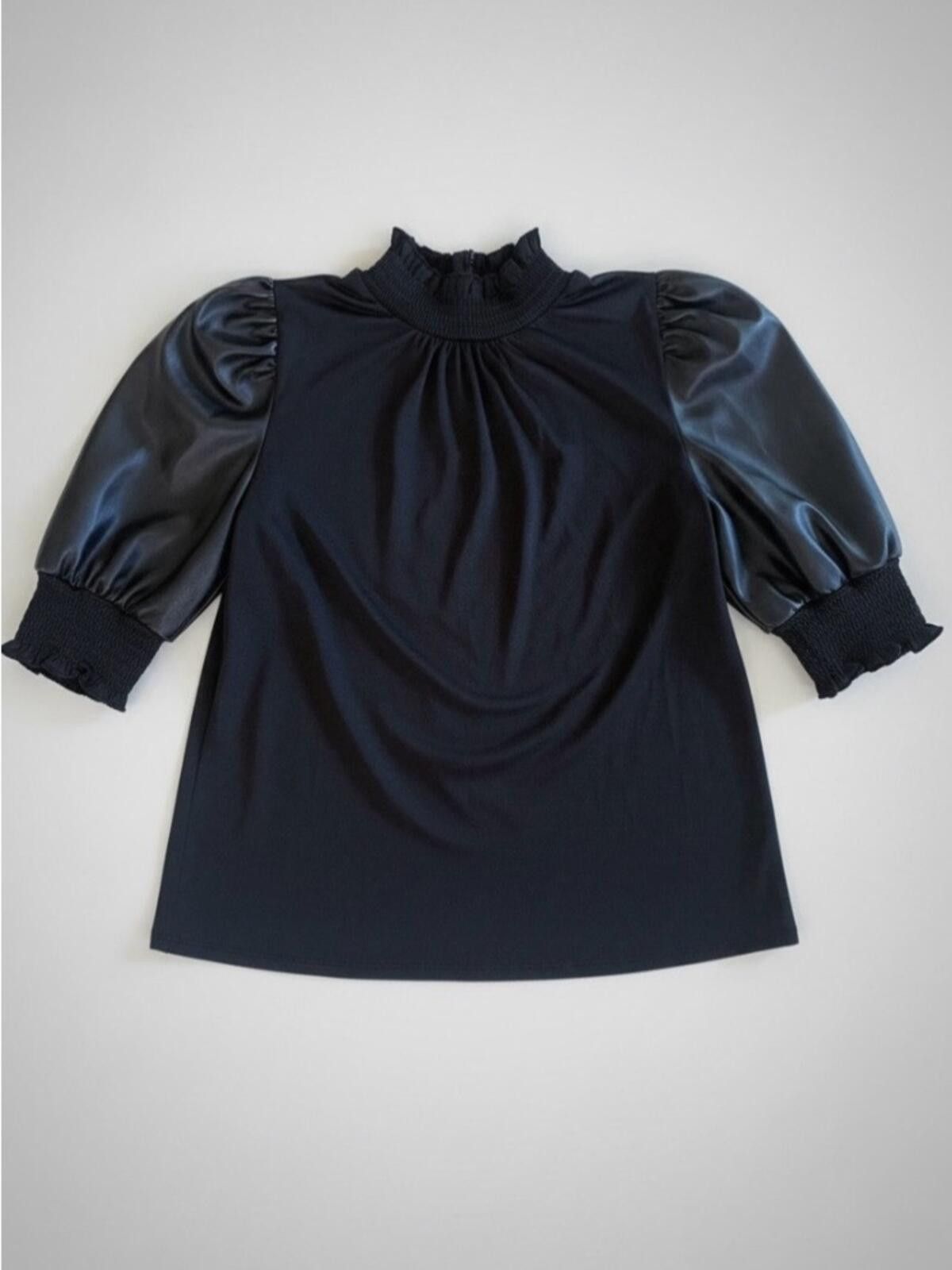 Other Black Puff-Sleeve Mock Neck Blouse Size S / US 4 / IT 40 - 1 Thumbnail