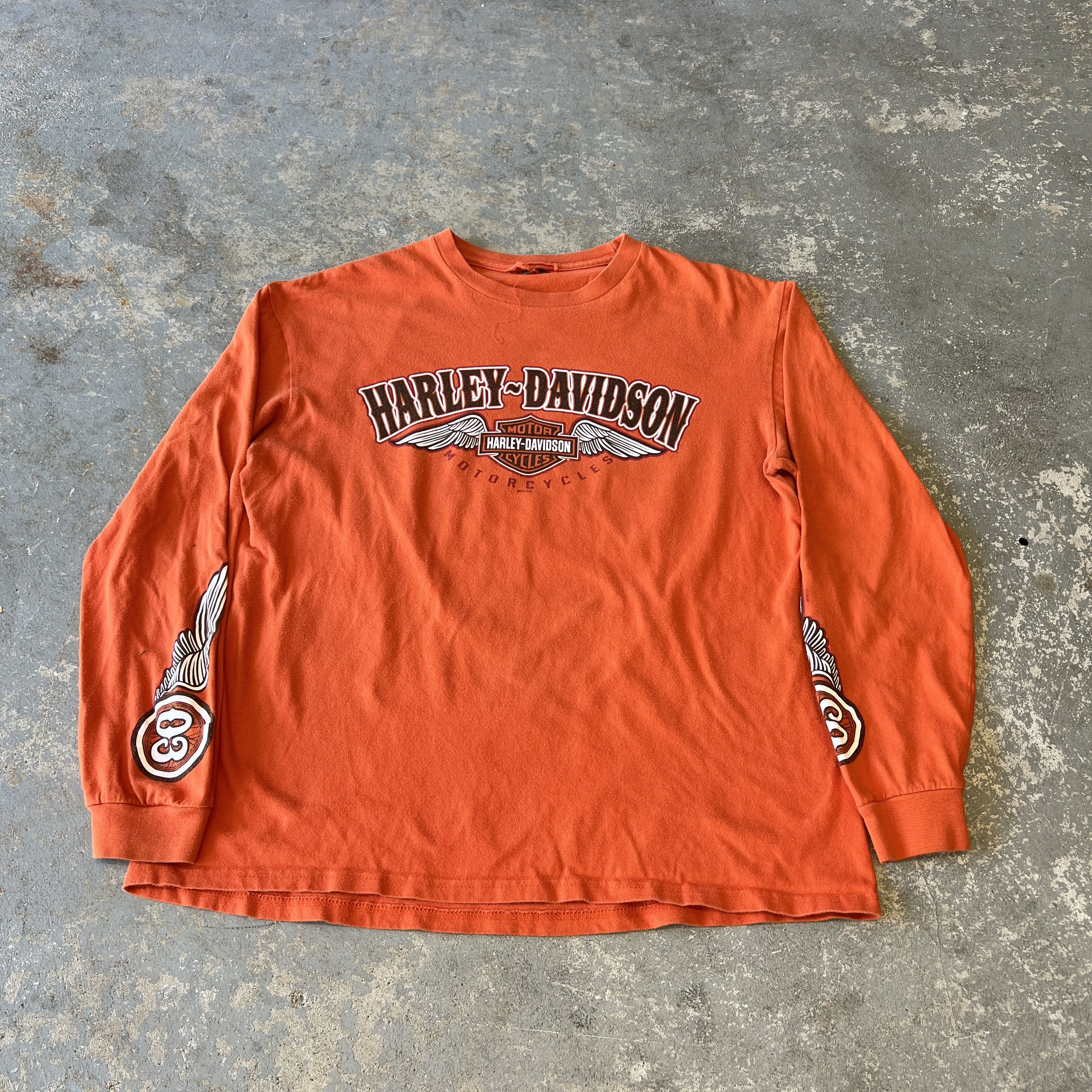 Harley Davidson Harley-Davidson Long Sleeve T-Shirt Orange Rare Size US L / EU 52-54 / 3 - 1 Thumbnail
