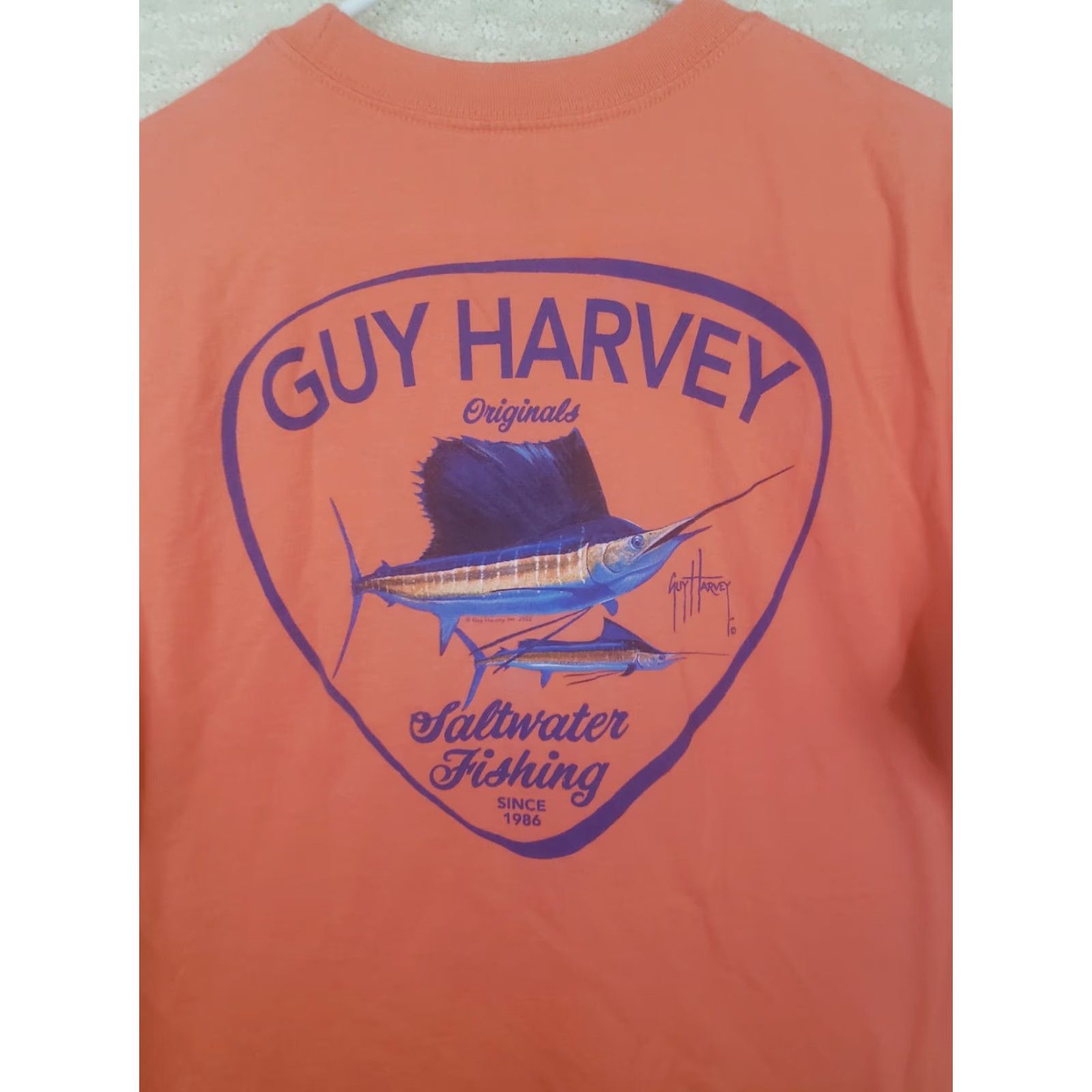 Guy Harvey Guy Harvey T-Shirt Men M Coral Peach Sailfish Logo Front Back Graphic Jersey Short Sleeve Crew Neck Outdoor Beach Sailfish Theme 90s? Size US M / EU 48-50 / 2 - 7 Thumbnail