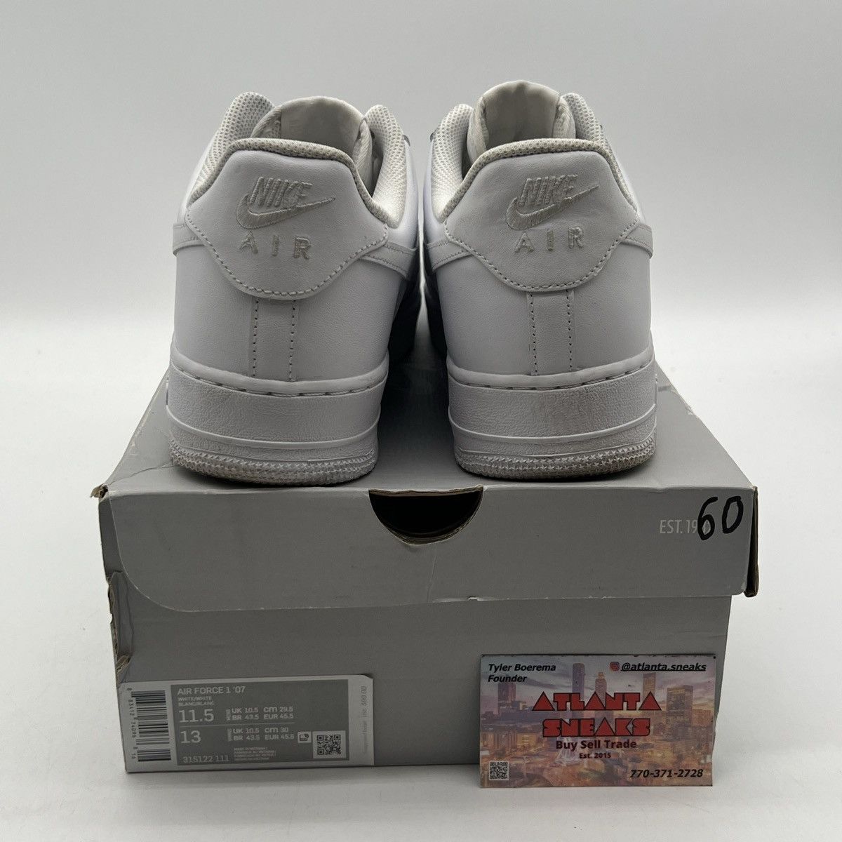 Nike Air Force 1 07 white Size US 11.5 / EU 44-45 - 3 Thumbnail