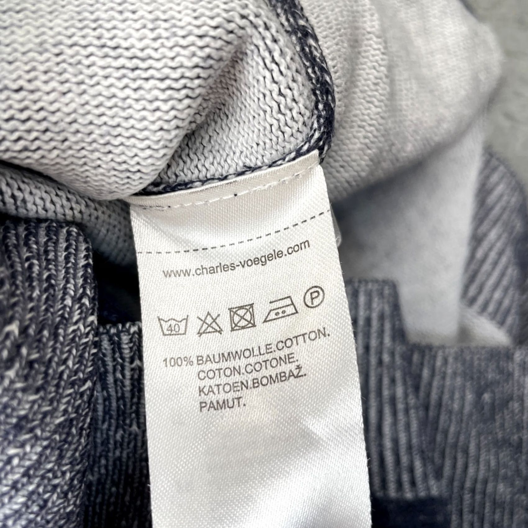 Vintage Charles Voegele Sweater Cardigan Mens Medium Blue Full Zip Cotton Knit Mock Neck Casual Winter Fall Spring Size US M / EU 48-50 / 2 - 4 Thumbnail