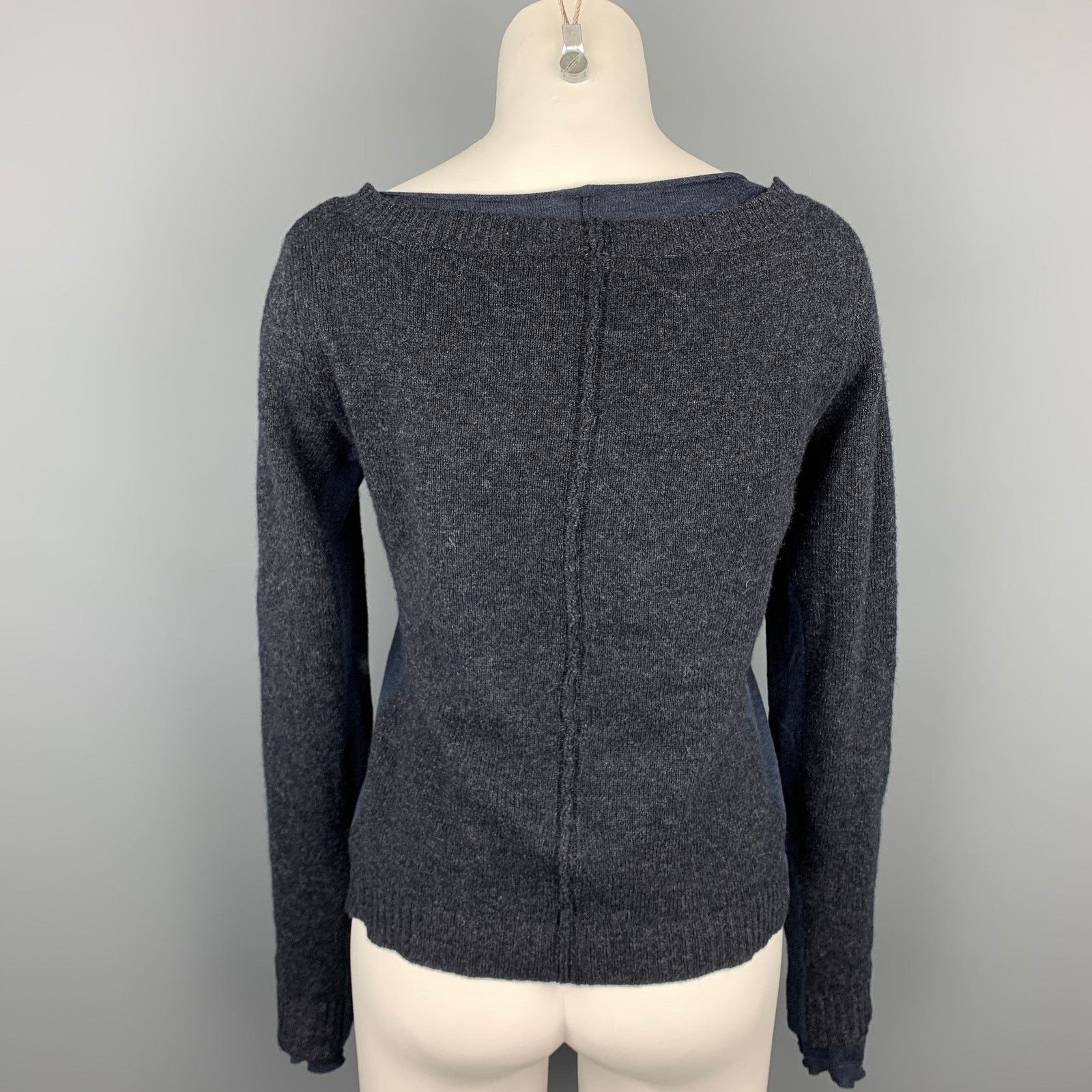 INHABIT INHABIT Size S Navy Knitted Wool Blend Layered Pullover Size S / US 4 / IT 40 - 4 Thumbnail