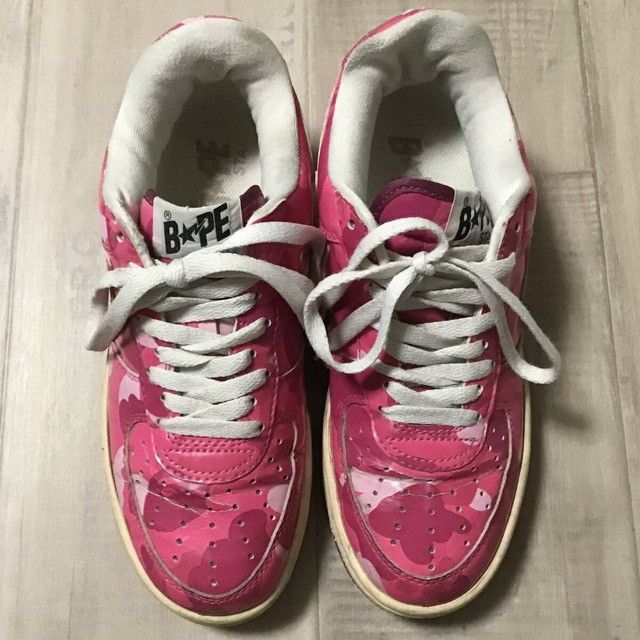 Bape × Nigo Pink camo BAPE STA Patent Leather Sneakers a bathing ape Size US 6 / IT 36 - 2 Thumbnail