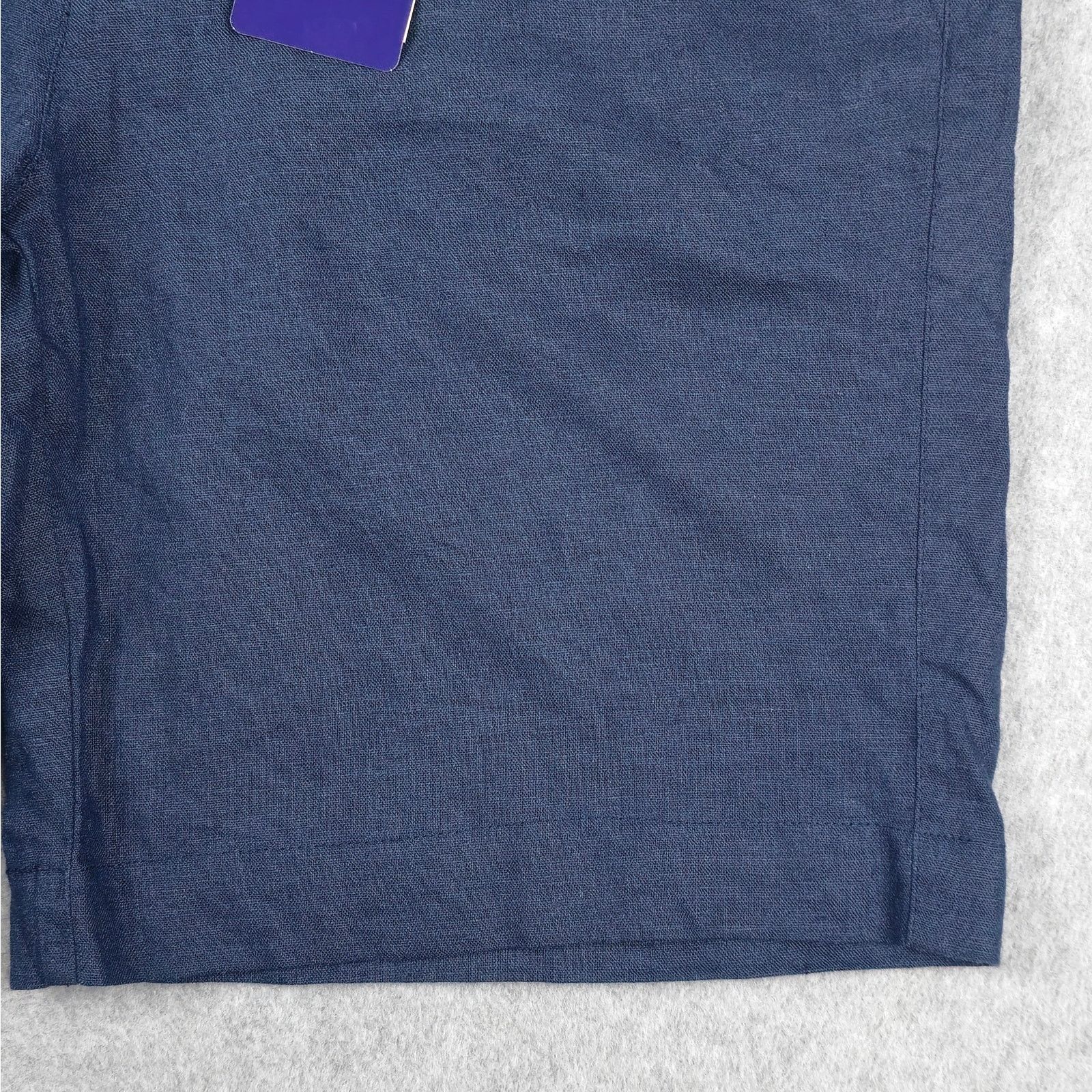 Alan Flusser Alan Flusser 34 Navy Linen Blend Flat Front Chino Shorts Size US 34 / EU 50 - 4 Thumbnail