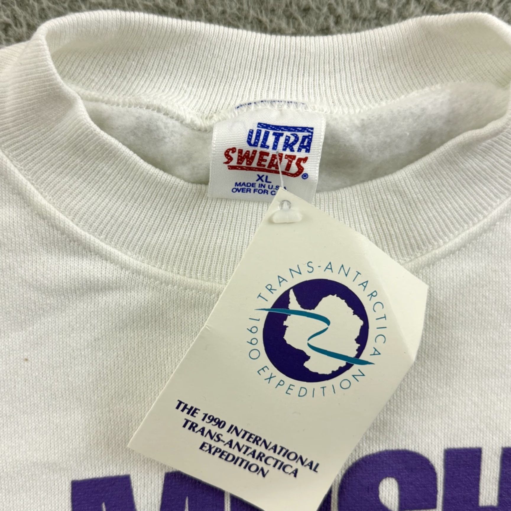 Vintage VINTAGE Oneita Sweatshirt Men XL White 90s USA NWT Crew Neck Knit Pullover Long Sleeve Logo Size US XL / EU 56 / 4 - 6 Thumbnail