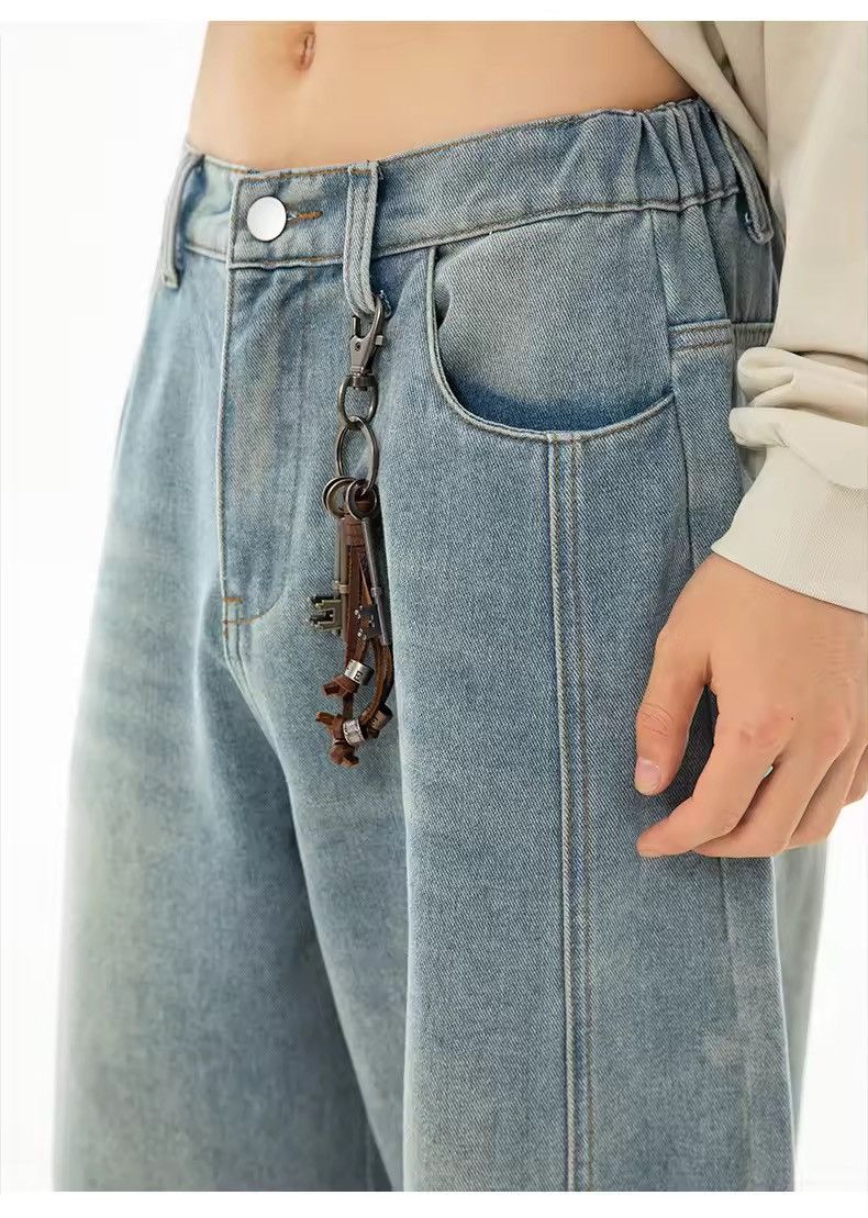 Jean × Vintage Retro Washed Split Pattern Jeans Size US 28 / EU 44 - 5 Thumbnail