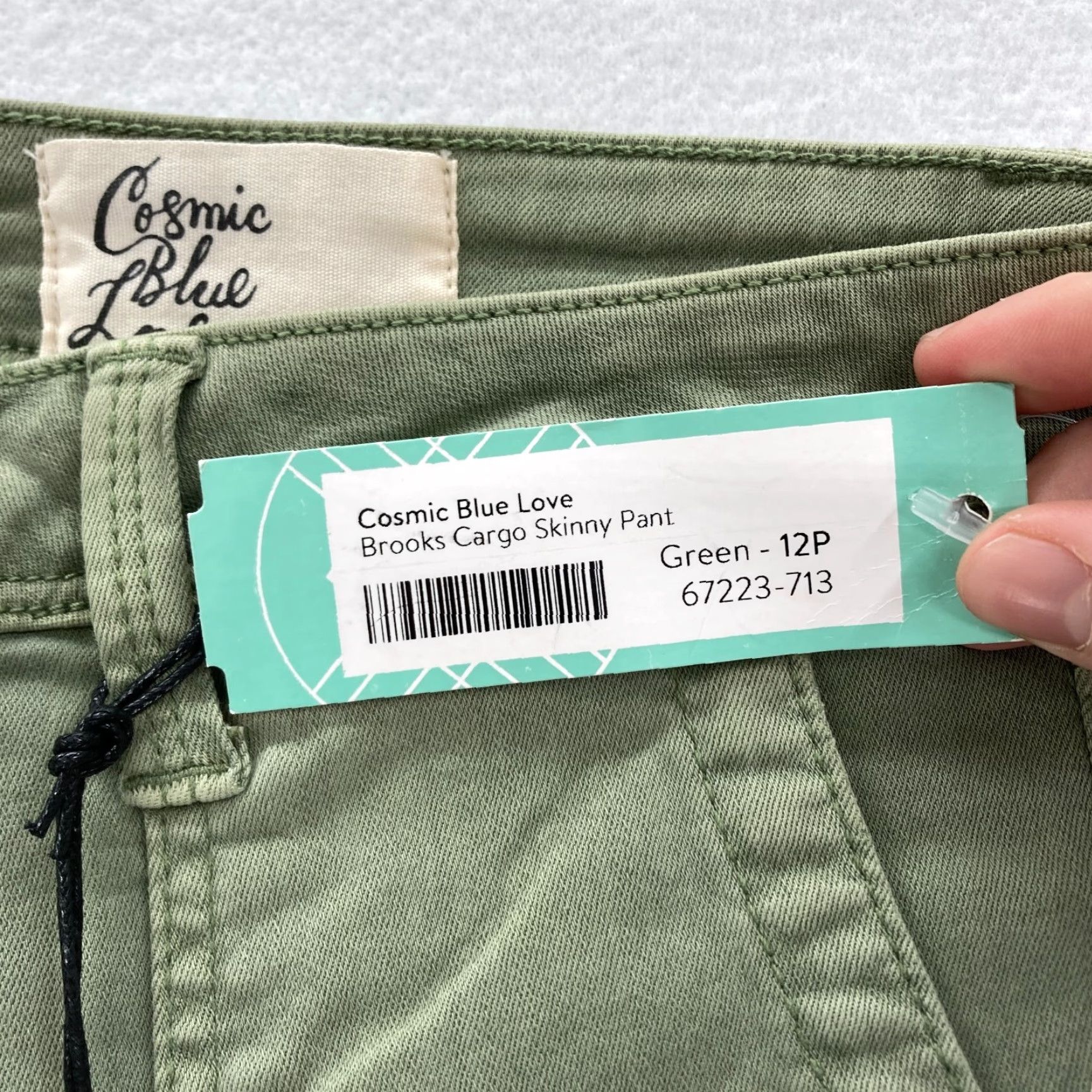 Brooks Cosmic Blue Love Brooks Cargo Skinny Pant Women's 12P Petite Green Cargo Pants Slim Rise Mid 8.5-10.5 in Inseam 23 in XS? Size 34" / US 12 / IT 48 - 4 Thumbnail