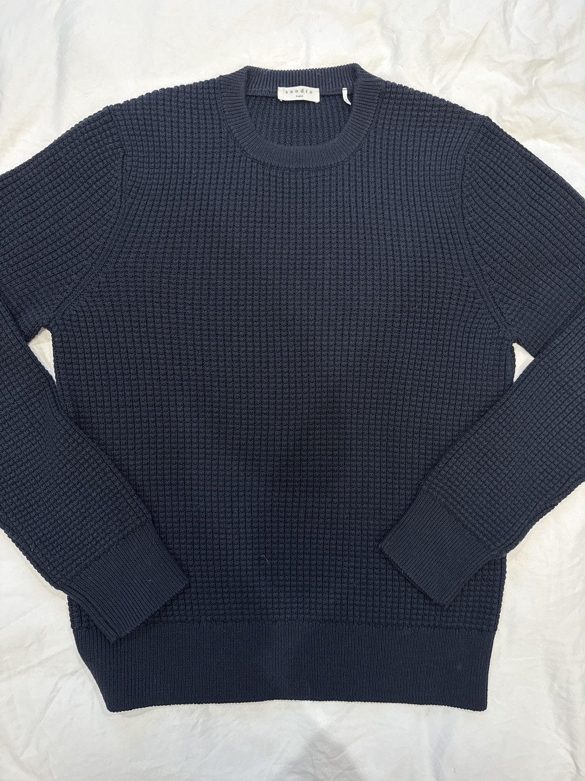 Sandro Sandro Heavy Knit Sweater Navy Blue Size US XL / EU 56 / 4 - 2 Thumbnail