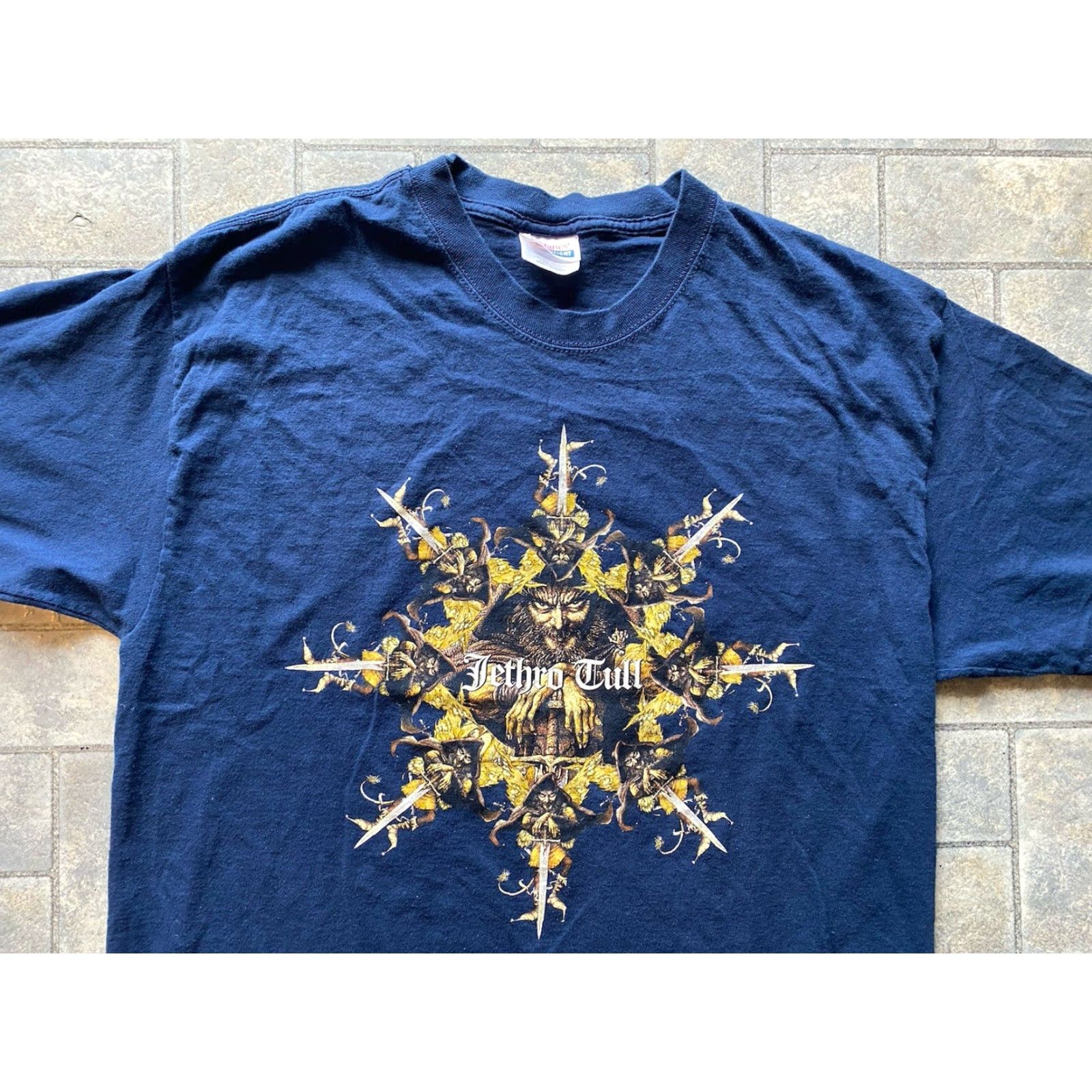 Hanes VINTAGE Jethro Tull T-Shirt Band, Music Men's L Blue 2002 Living With The Past Tour Shirt Size US L / EU 52-54 / 3 - 4 Thumbnail