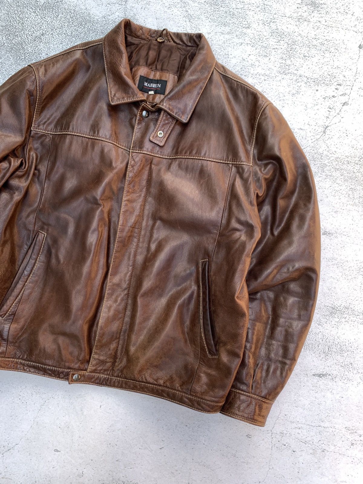 Japanese Brand × Vintage Vintage brown leather mabrun jacket Size US M / EU 48-50 / 2 - 4 Thumbnail