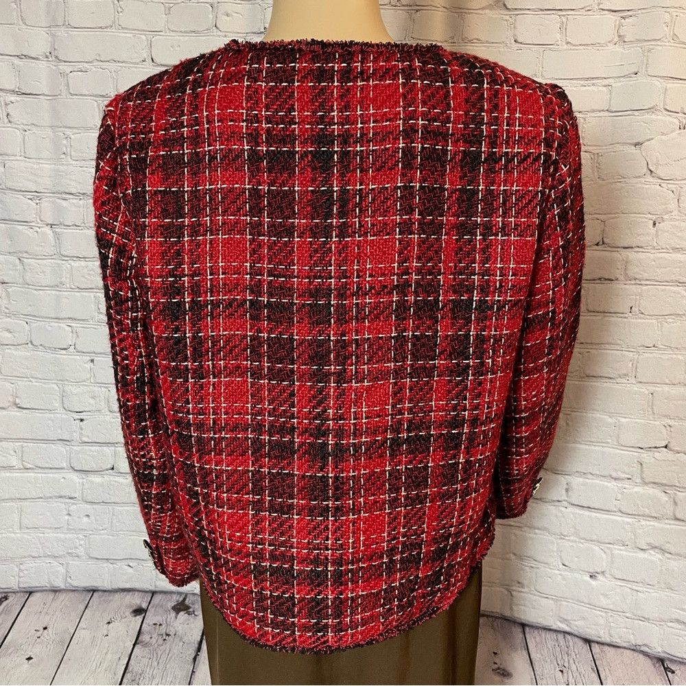Adrianna Papell NWT New $119 Adrianna Papell Red Black Tweed Jacket Size M Size M / US 6-8 / IT 42-44 - 3 Thumbnail