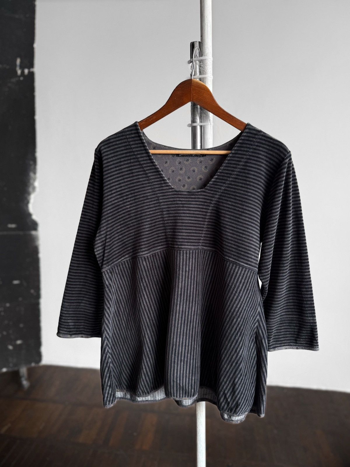 Gudrun Sjoden Gudrun Sjoden Striped 3/4 Sleeve Tunic Top Shirt Grey Black Size L / US 10 / IT 46 - 3 Thumbnail