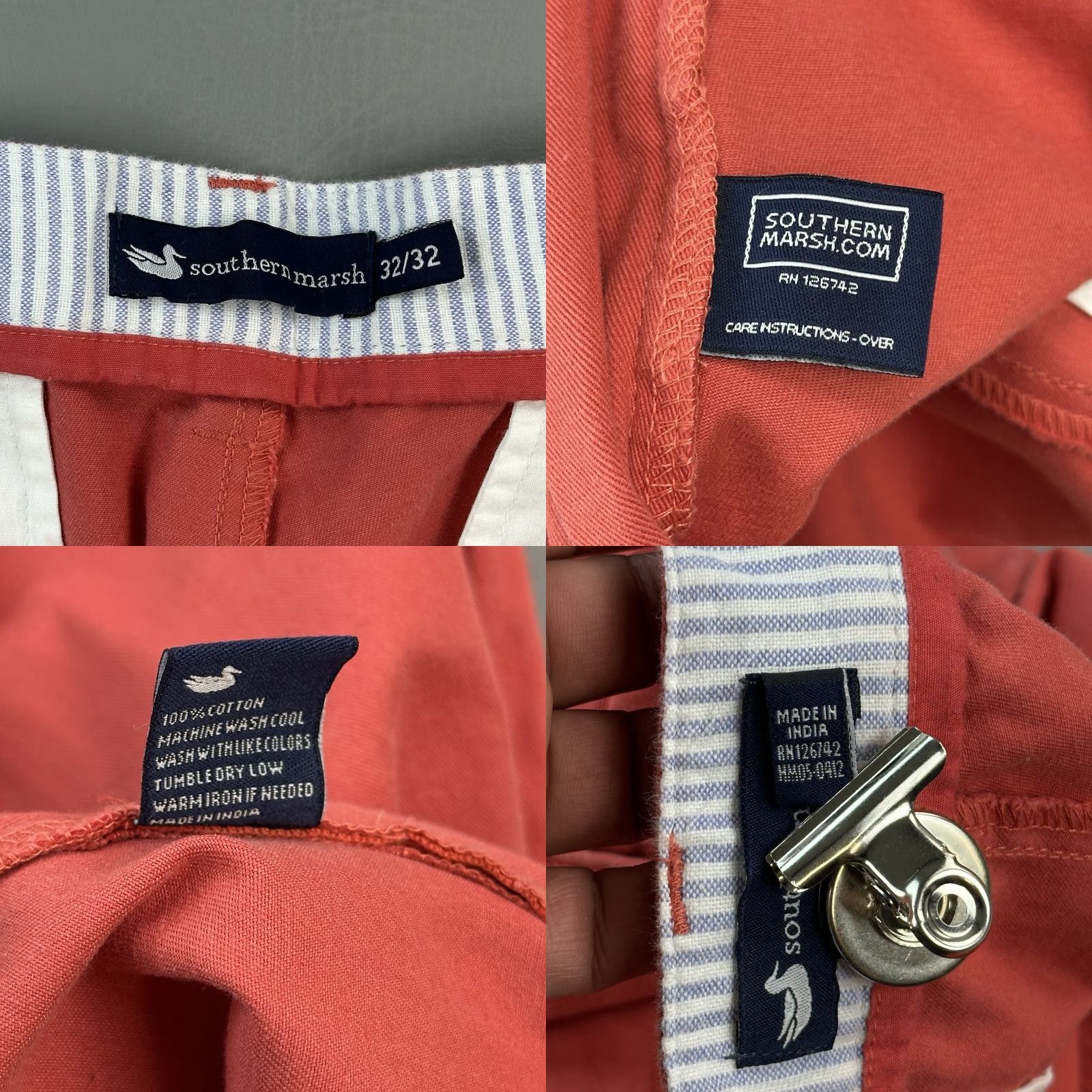 Vintage Southern Marsh Pants Mens 32x32 Coral Flat Front Chino Preppy Casual Chino Pants Mens 32 Coral Red Regular Straight USA Logo Polo Size US 32 / EU 48 - 8 Thumbnail