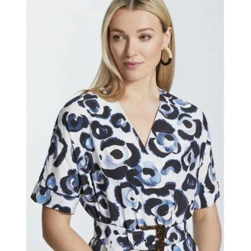 Other Lafayette 148 New York Silk Blue Leopard Belted Dress XS Size XS / US 0-2 / IT 36-38 - 12 Thumbnail