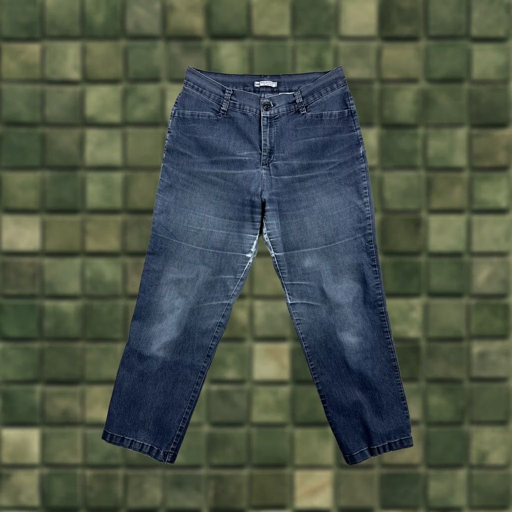 Lee Lee Jeans Women's Relaxed Fit Straight Leg Jeans Dark Wash 14P Petite Denim Pants Size 36" / US 14 / IT 50 - 1 Thumbnail