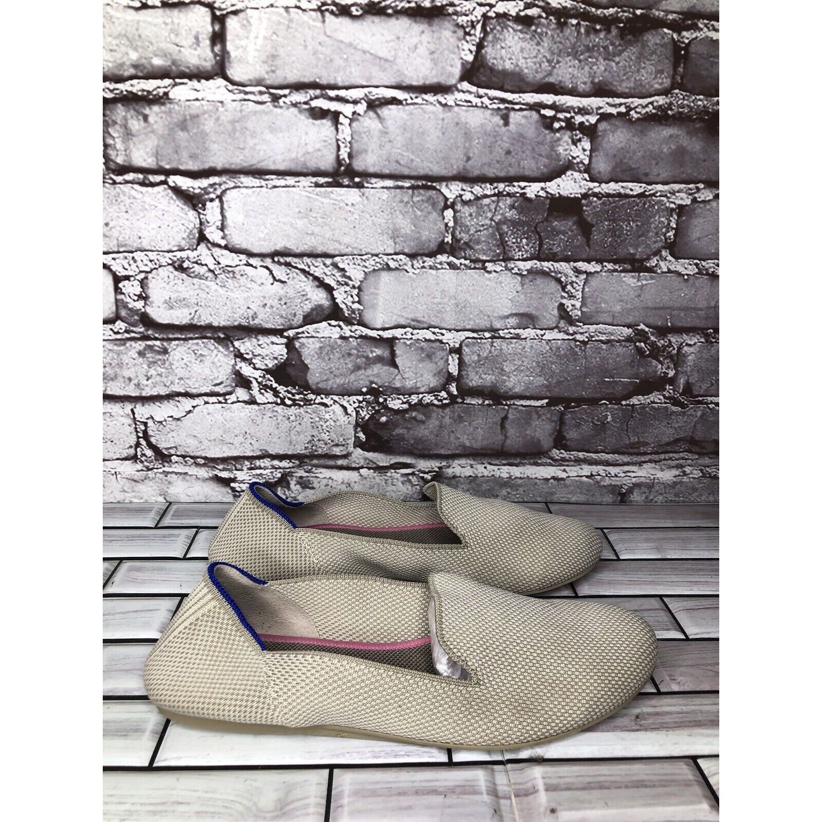 Other Rothys Cream Gray Knit Casual Slip On Round Toe Ballet Flats Size US 8.5 / IT 38.5 - 3 Thumbnail