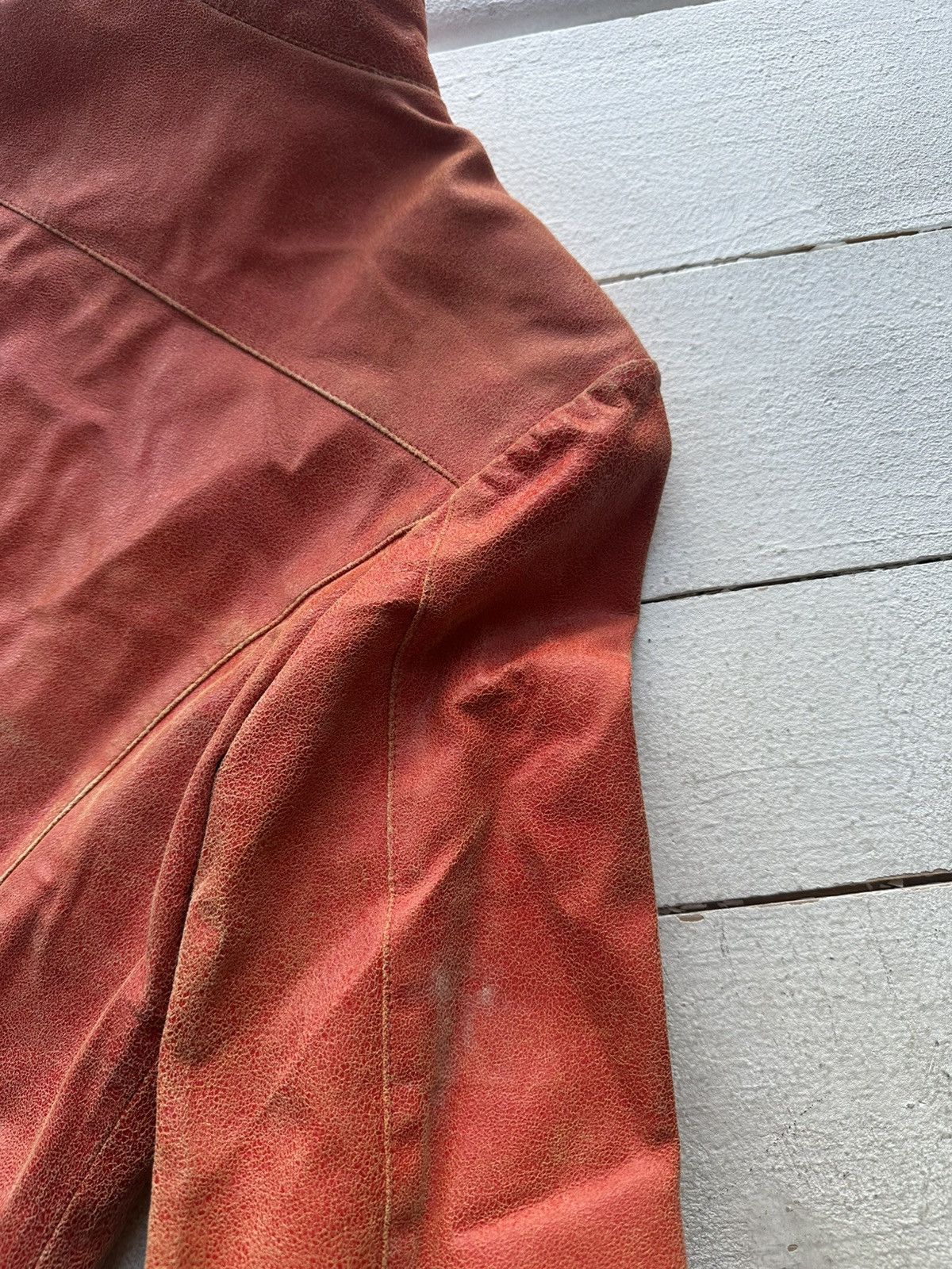 Other 🚨Y2K RICK OWENS TYPE DIRTY SLIM FIT ZIP LEATHER JACKET Size XS / US 0-2 / IT 36-38 - 12 Thumbnail