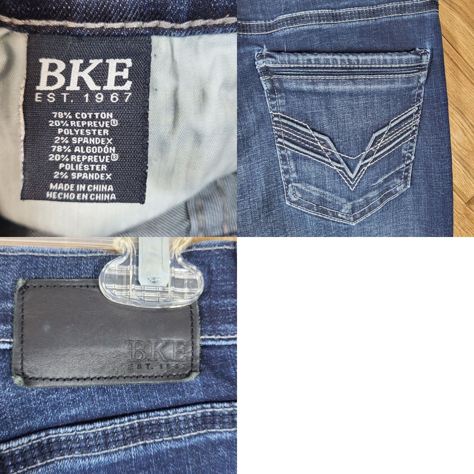 BKE BKE Jake Mens Jeans Straight Blue Distressed 32x32 5-Pocket Denim Cotton Regular Rise 10-12 Inseam 32 Dark Wash Buckle Bke Brand Jeans Mens Size US 32 / EU 48 - 9 Thumbnail