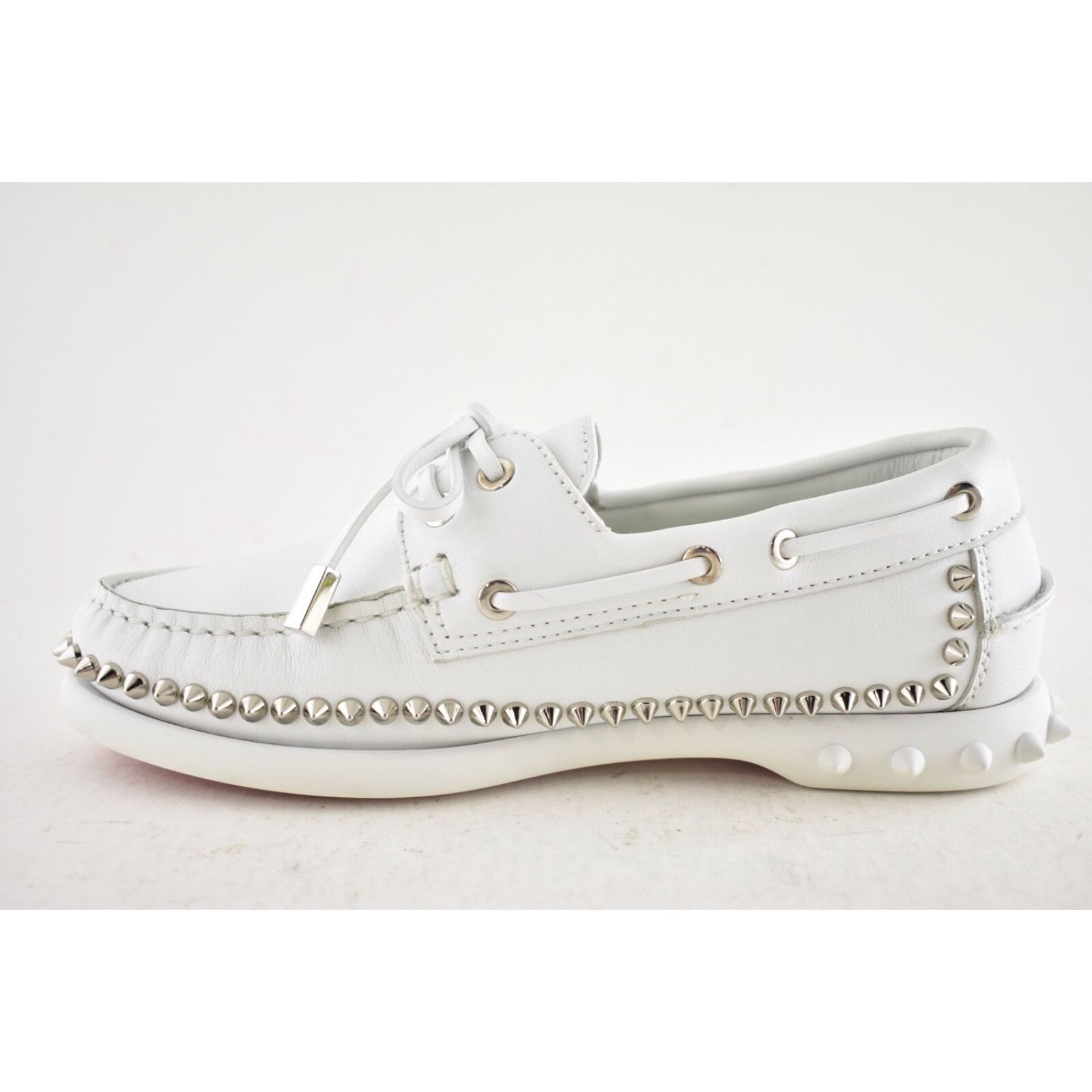 Christian Louboutin Christian Louboutin Gerockel Donna Flat White Leather Boat Size US 7.5 / IT 37.5 - 13 Thumbnail