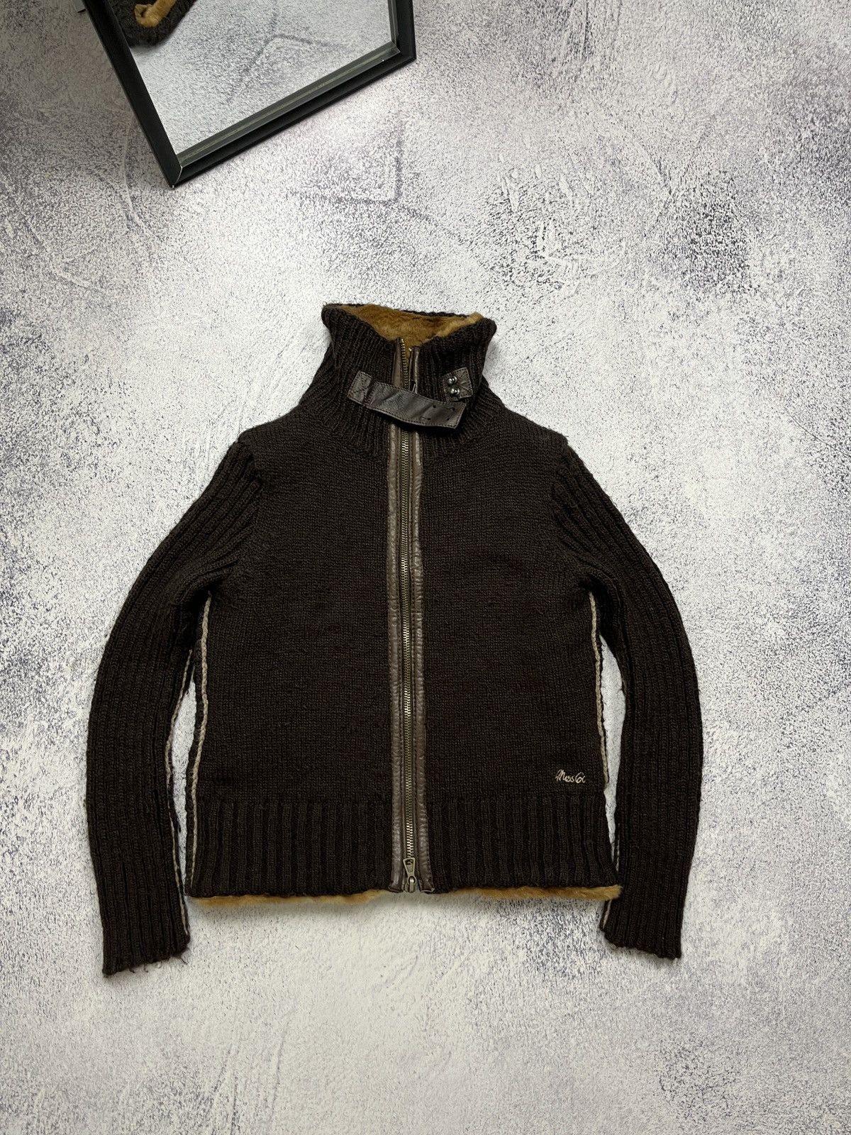 Japanese Brand Miss Sixty Fur Zip Up Crop Knit Sweater Jacket Avant Garde Size US S / EU 44-46 / 1 - 2 Thumbnail