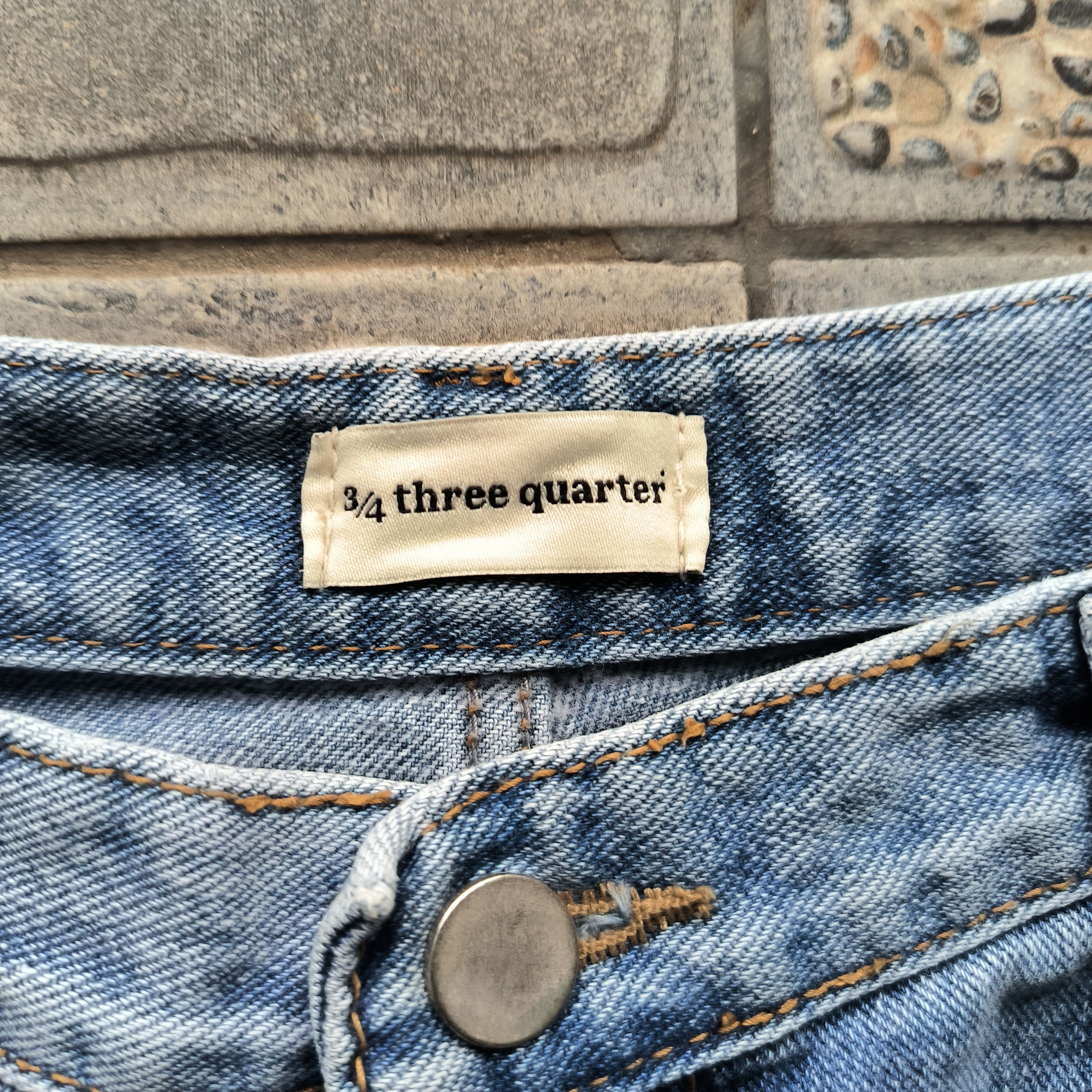 Japanese Brand Three Quarter Baggy Jeans Size US 31 - 3 Thumbnail