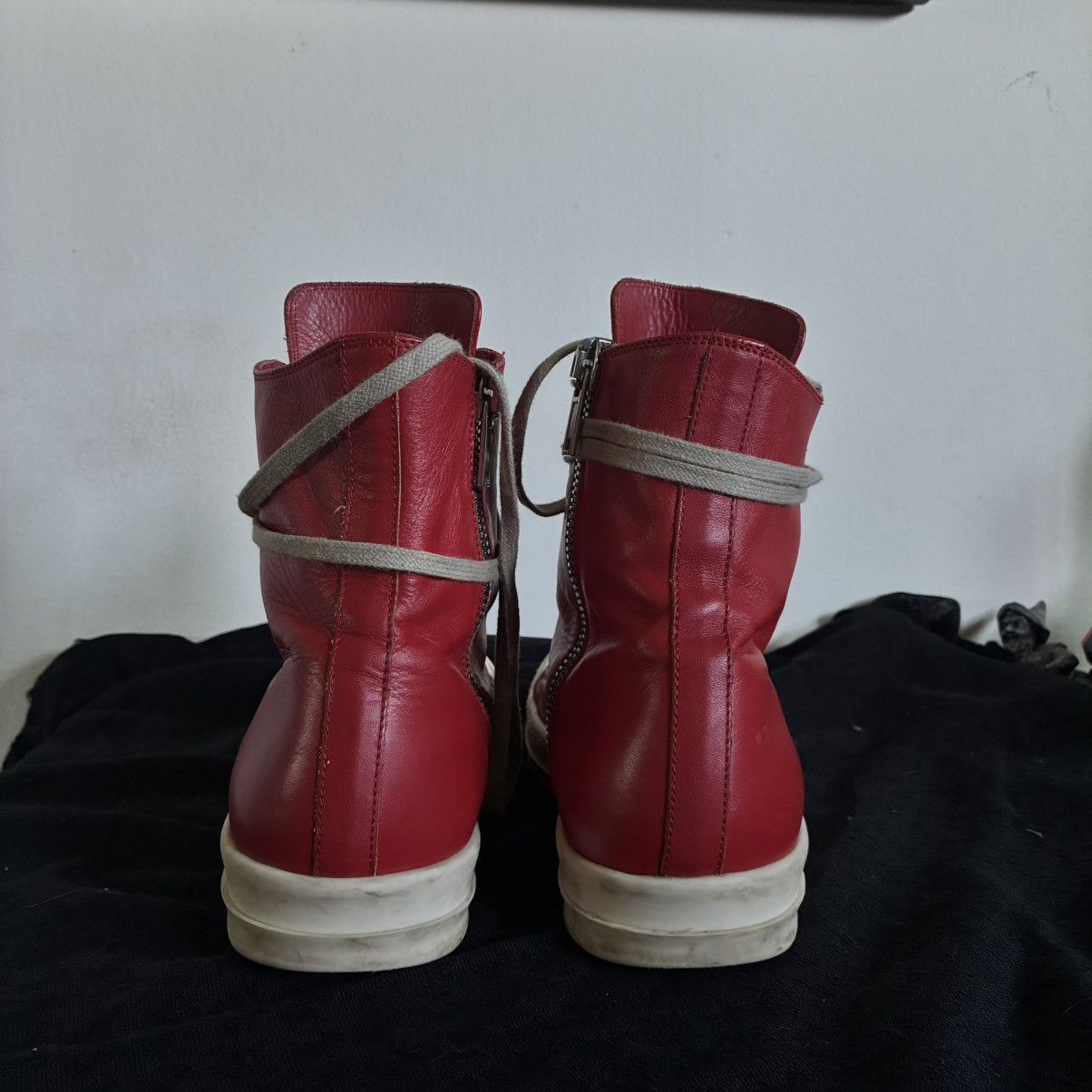 Rick Owens Rick Owens Chili Red / Milk High Top Ramones Size US 10.5 / EU 43-44 - 3 Thumbnail