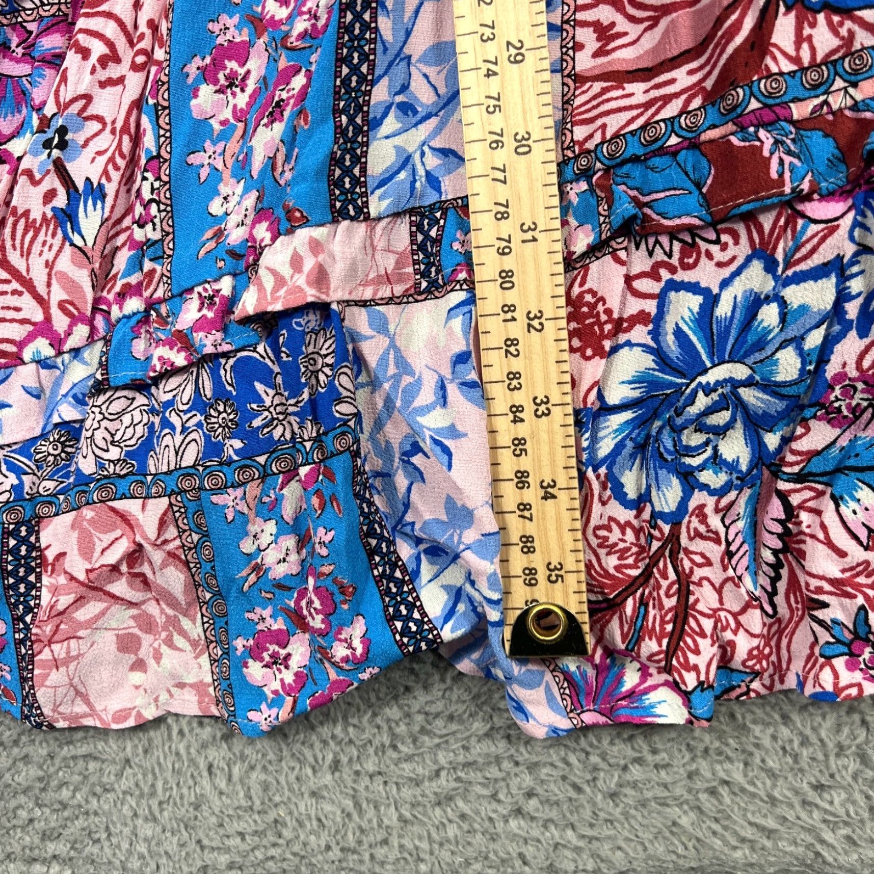 Anthropologie Anthropologie Women's Casual A-Line Dress 2X Short Sleeve Paisley Blue Pink Multicolor Size 40" / US 18 - 6 Thumbnail