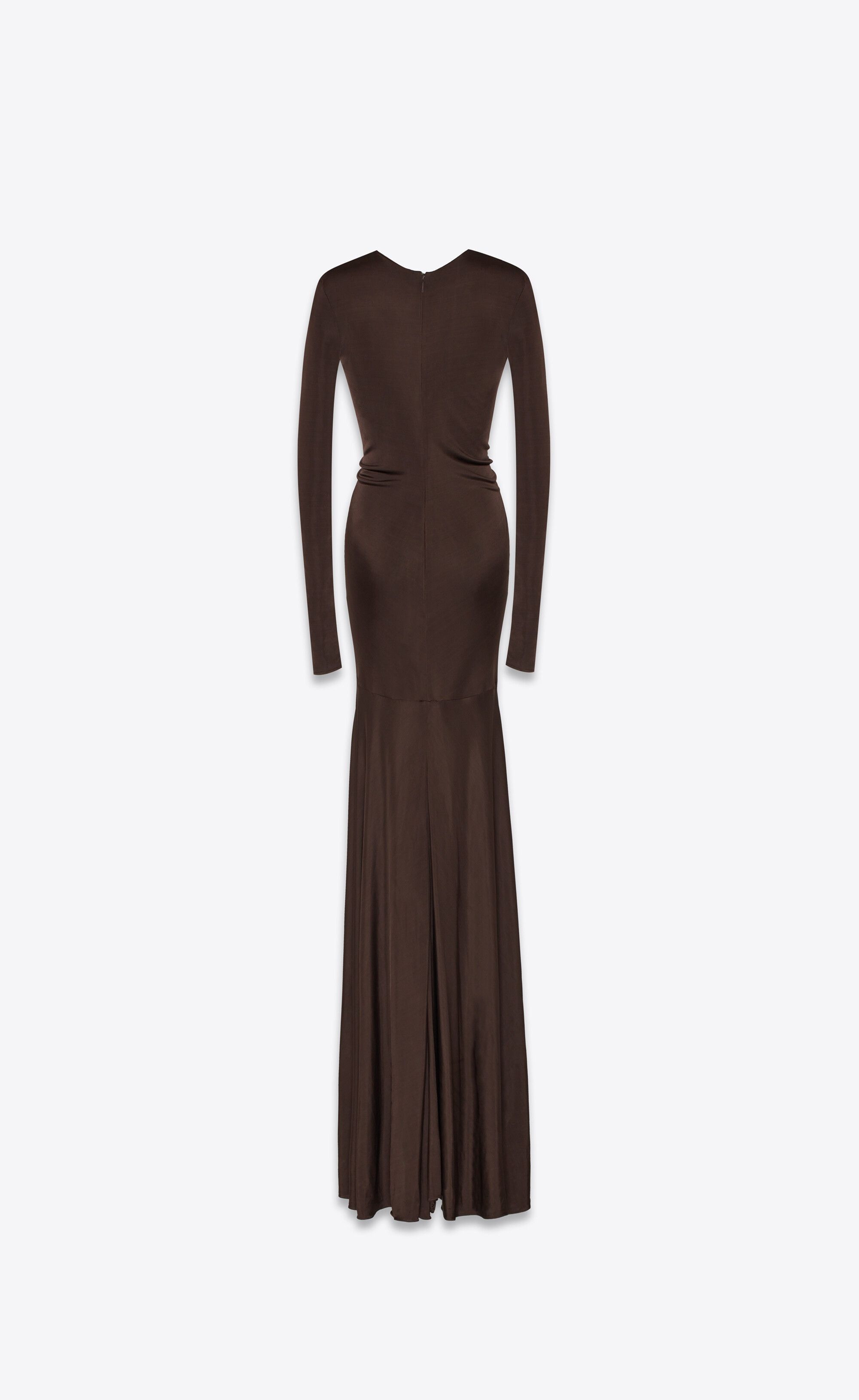 Saint Laurent Paris o1bcso1str1124 Gown in Coffee Size S / US 4 / IT 40 - 3 Thumbnail