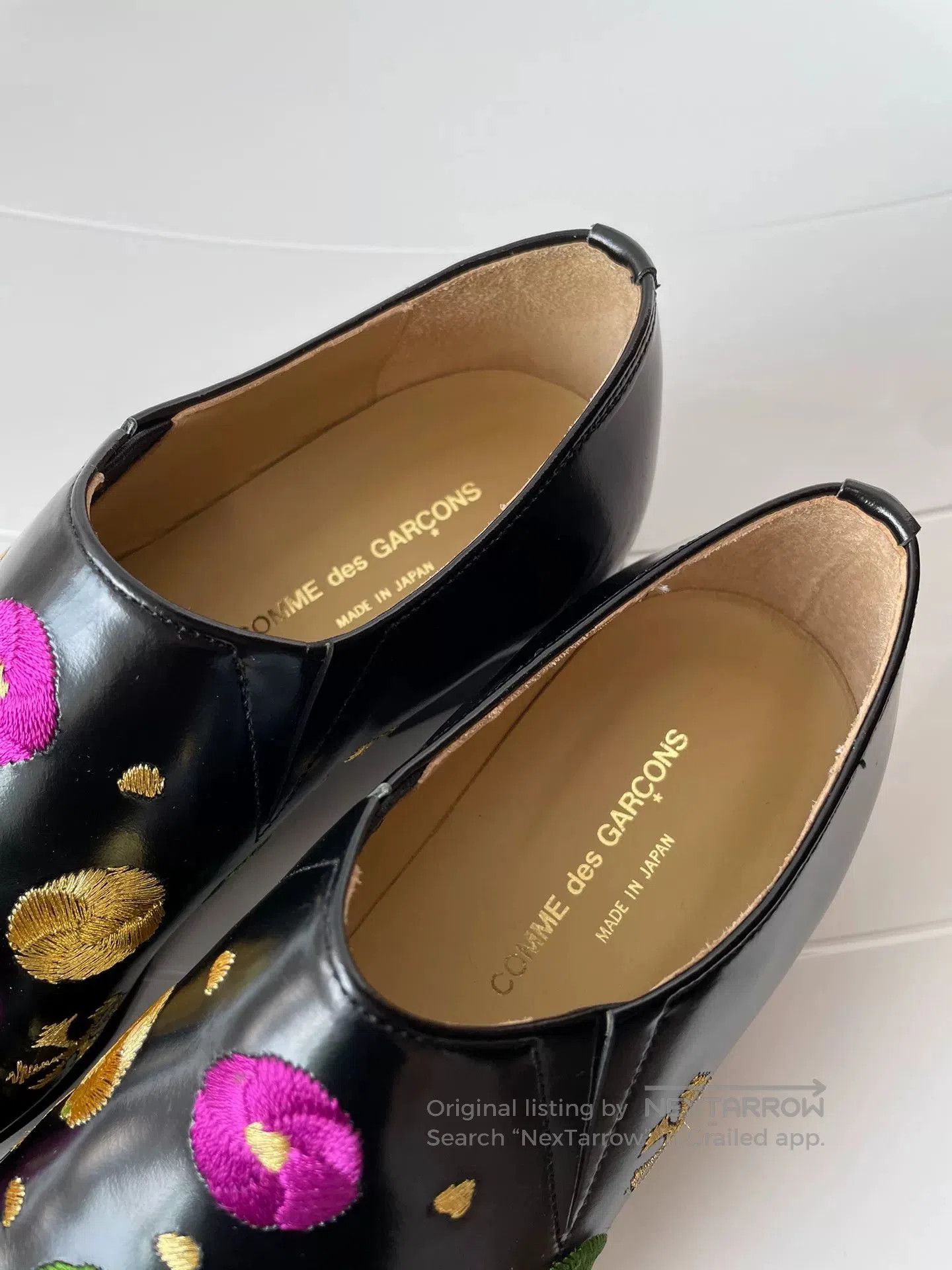 Comme des Garcons Comme des Garçons Embroidered Black Leather Shoes. Size US 4 / IT 34 - 5 Thumbnail