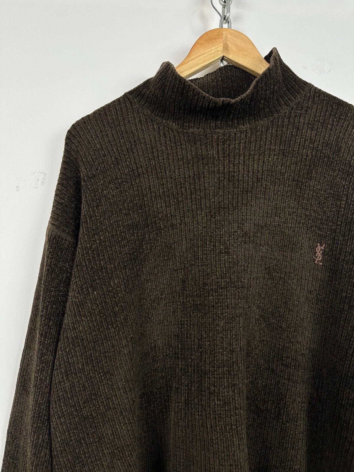 Yves Saint Laurent Vintage Yves Saint Laurent YSL Mock Neck Ribbed Sweater Size US L / EU 52-54 / 3 - 4 Thumbnail