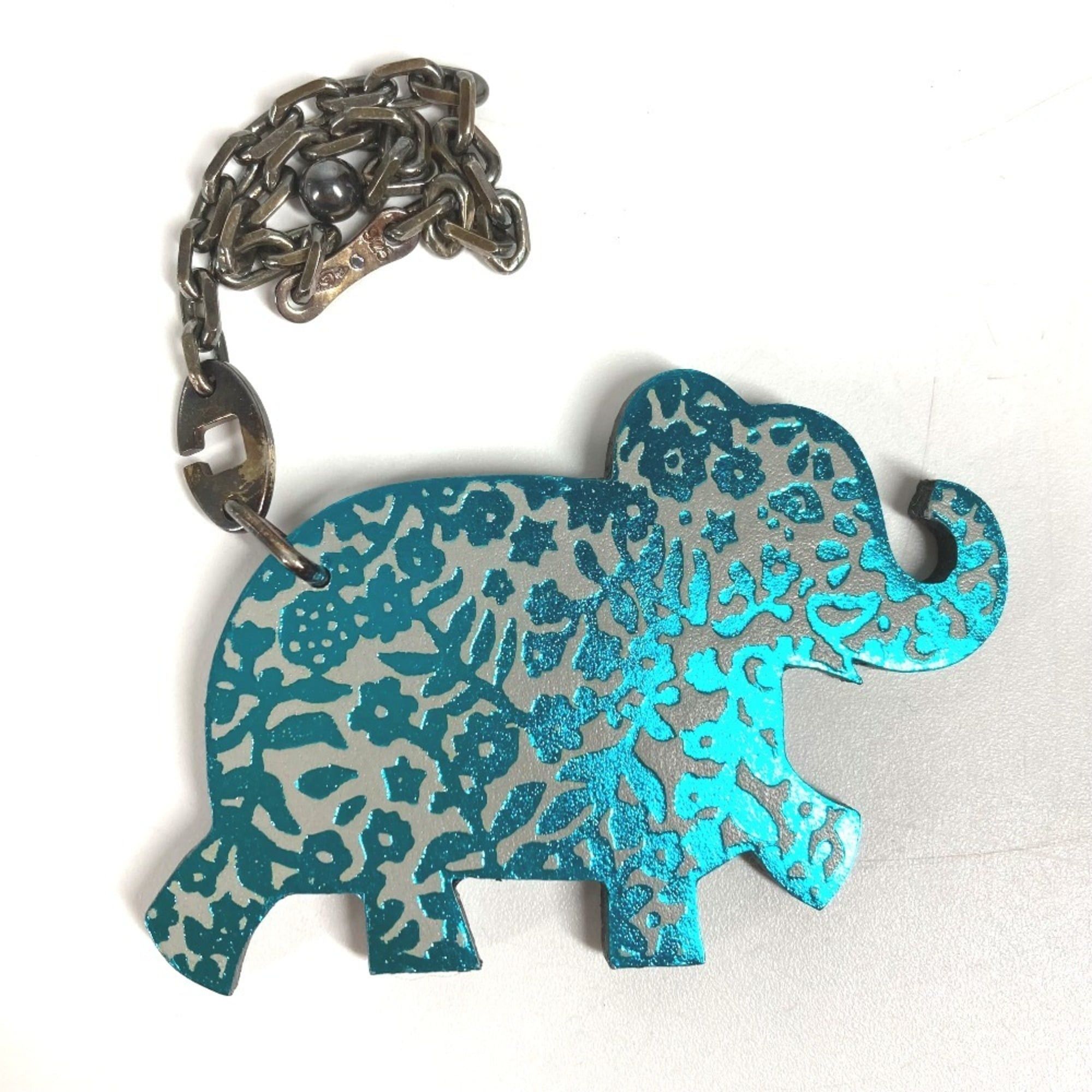 HERMES Animal Elephant Chain Bag Charm Keychain Leather Men's Women's Gray