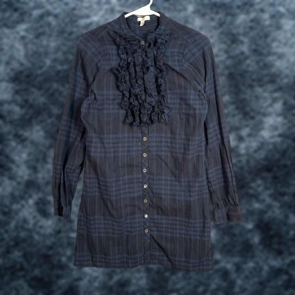 Joie JOIE Blouse Shirt Plaid Long Sleeve Button Blue Cotton 100% Womens M Medium Casual Mens Womens Girls Boys Size M / US 6-8 / IT 42-44 - 1 Thumbnail