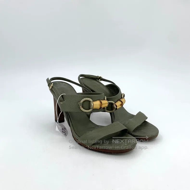 Gucci Gucci Green bamboo joint buckle buckle thick high-heeled s Size US 6.5 / IT 36.5 - 2 Thumbnail