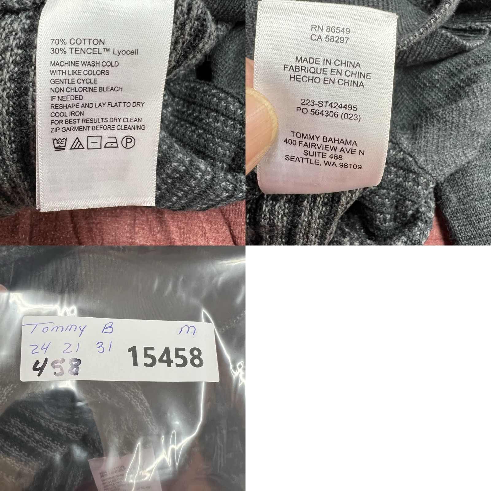 Tommy Bahama Tommy Bahama Pullover Sweater 1/4 Zip Men's Medium Gray Striped Casual Outdoor Golf Size US M / EU 48-50 / 2 - 8 Thumbnail
