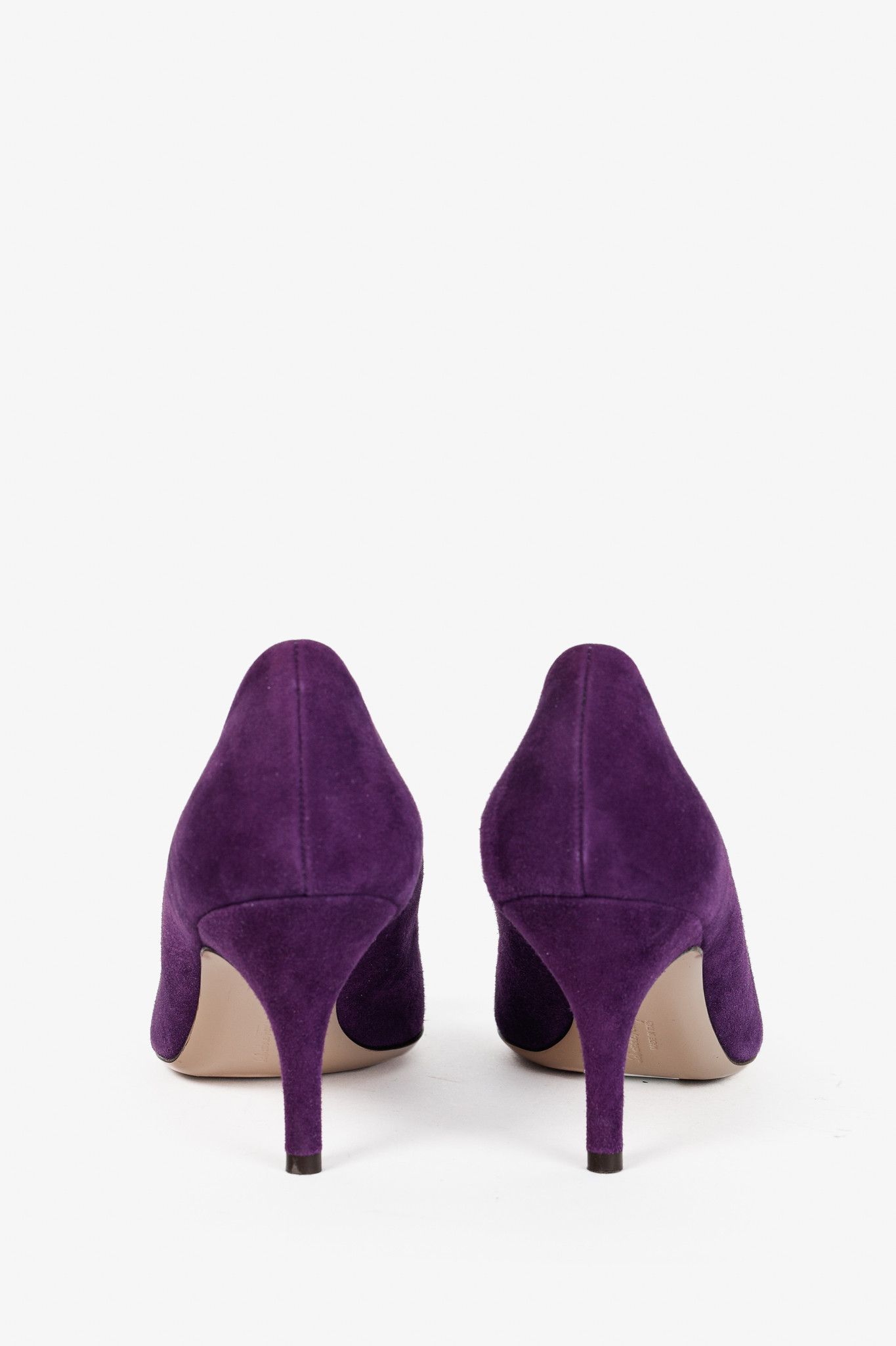 Salvatore Ferragamo Salvatore Ferragamo Purple Suede Vara-Bow Pumps Size US 8 / IT 38 - 3 Thumbnail