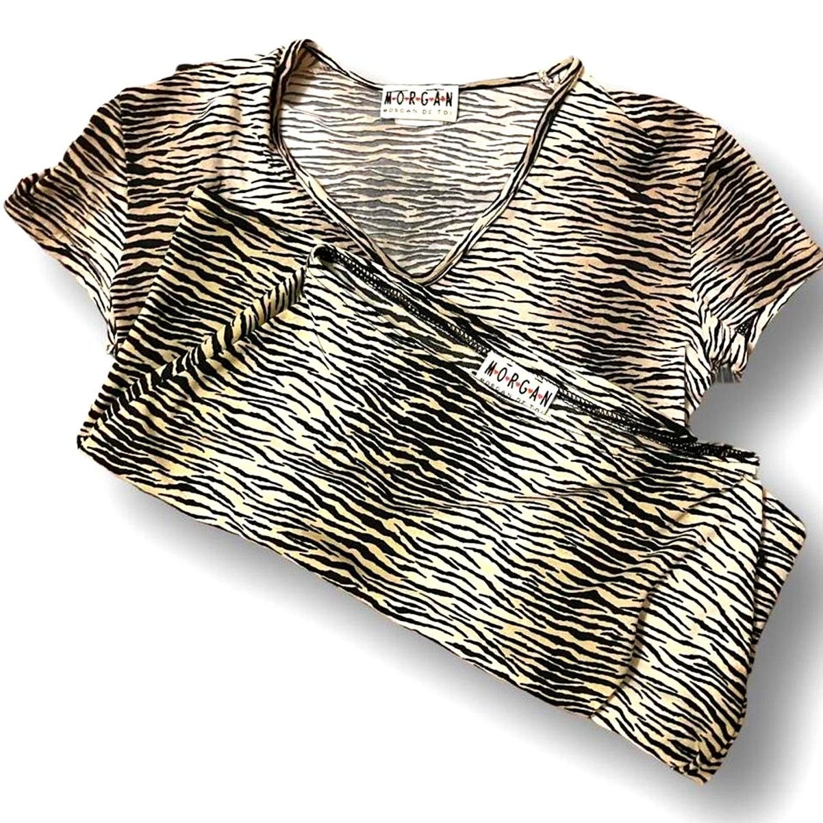 Vintage Vtg. '90s Morgan de Toi Zebra Print Mini Set Size 24" / US 00 / IT 34 - 2 Thumbnail