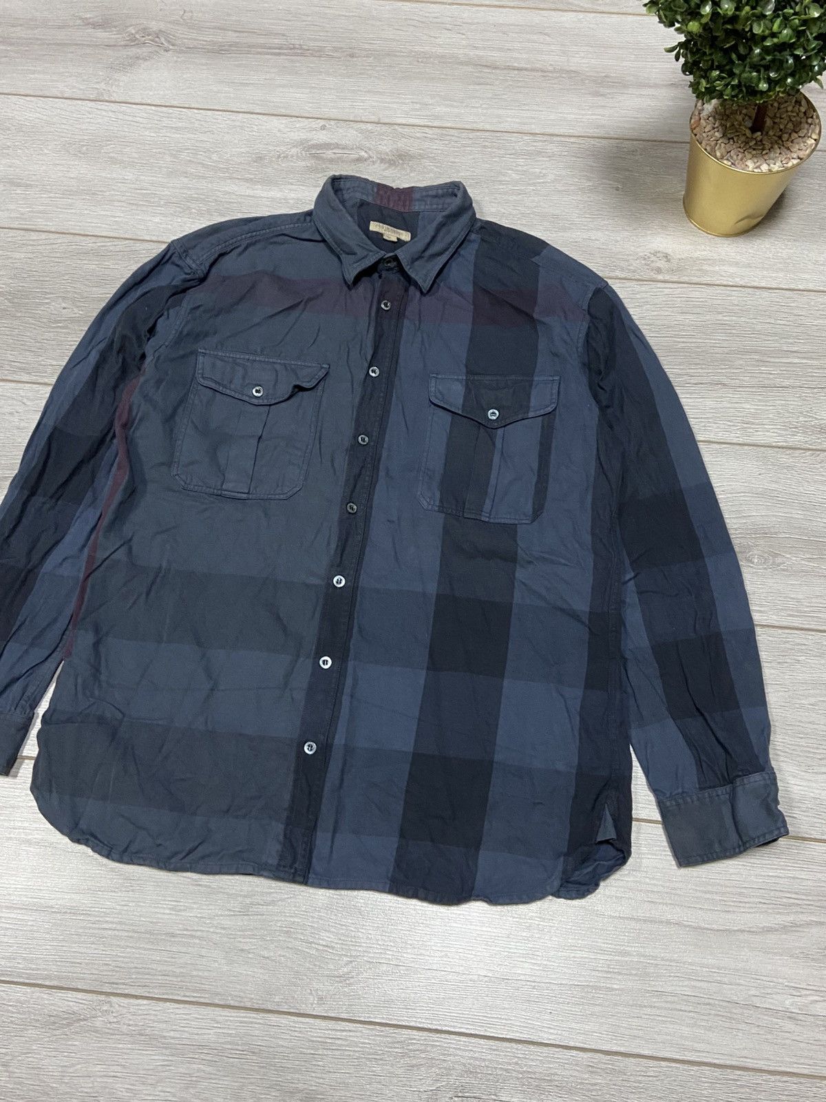 Burberry Burberry Brit shirt nova check dark blue overprint vintage Size US XL / EU 56 / 4 - 3 Thumbnail