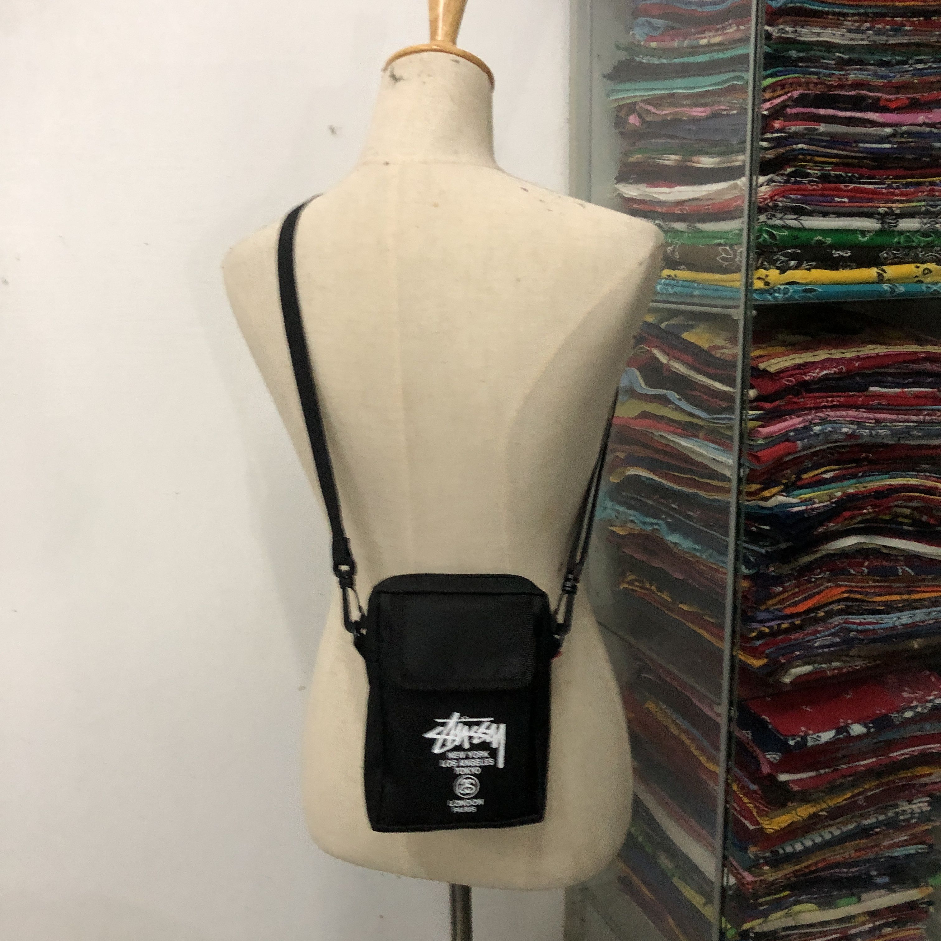 Stussy Mini Stussy Sling Bag Canvas Crossbody Shoulder Bag Black Size ONE SIZE - 6 Thumbnail