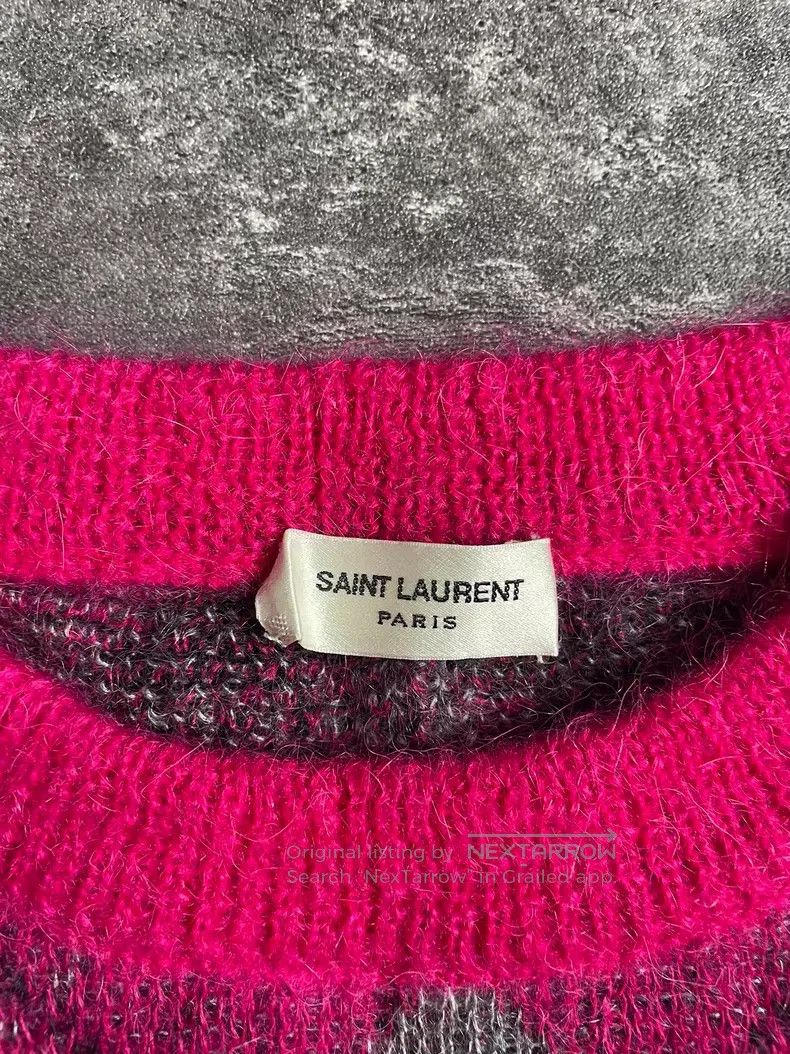 Saint Laurent Paris Saint Laurent Paris Pink Diamond Quilted Knit Sweater Size US L / EU 52-54 / 3 - 4 Thumbnail