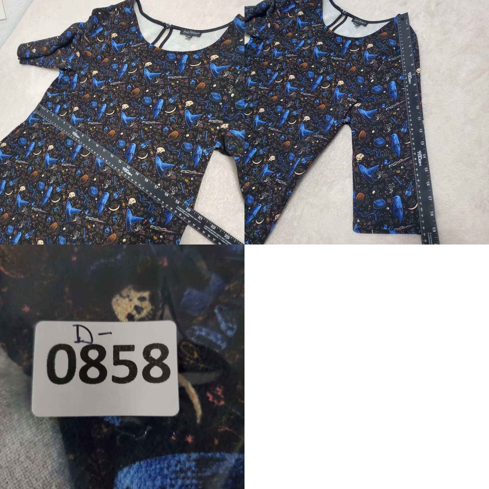 Etro VINTAGE Smak Parlour Dress Women 1X Black Shift Witchy Things Cosmic Retro Pockets Size XL / US 12-14 / IT 48-50 - 9 Thumbnail