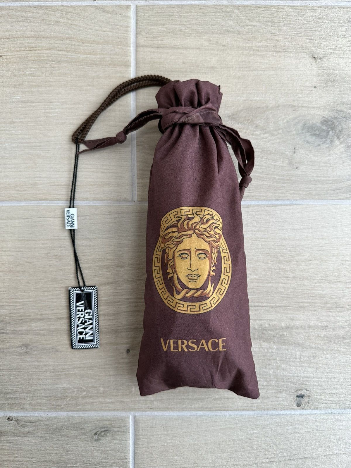 Versace NEW Vintage Versace Medusa Umbrella Brown / Gold 90’s Size ONE SIZE - 3 Thumbnail